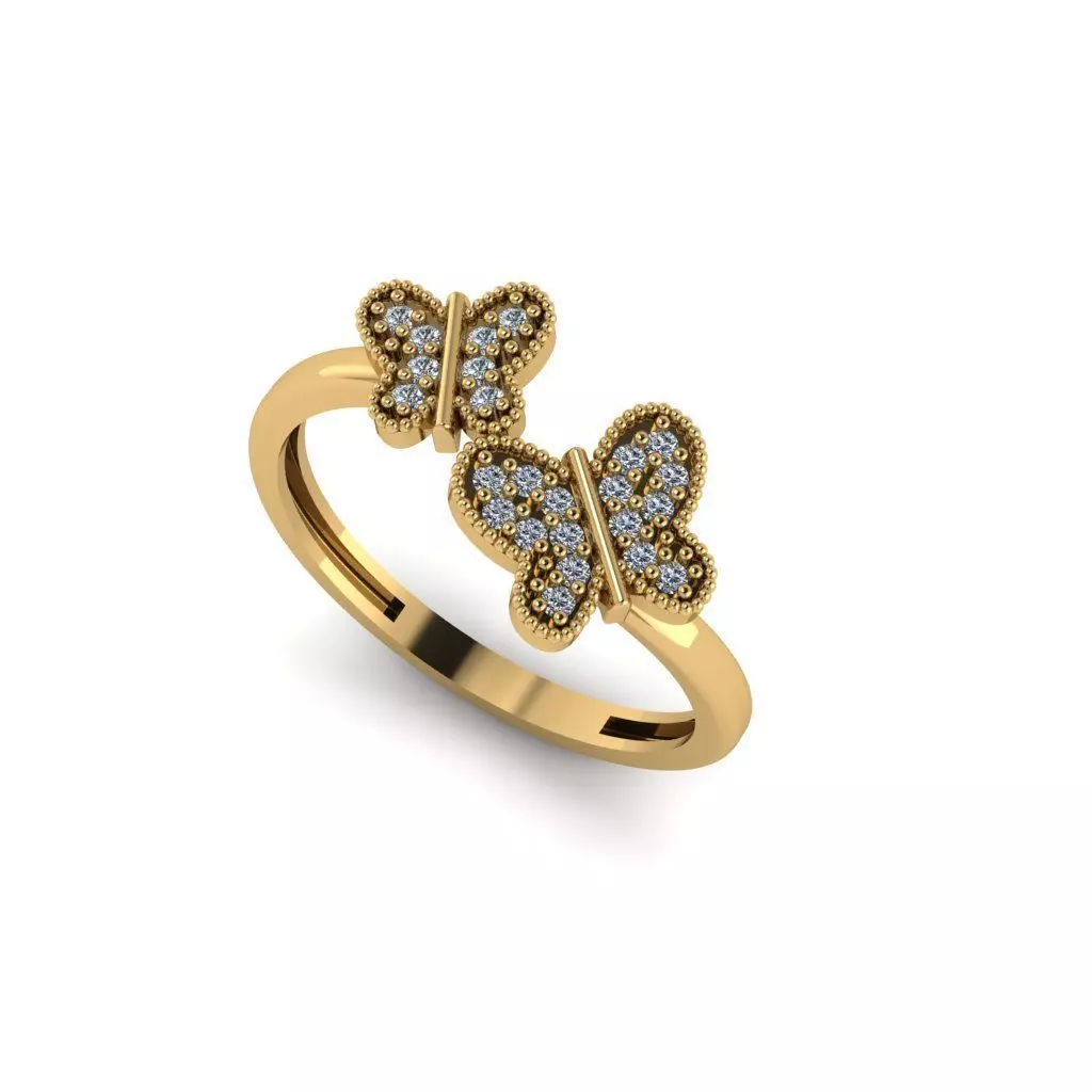 butterfly wedding ring 3D print model_0