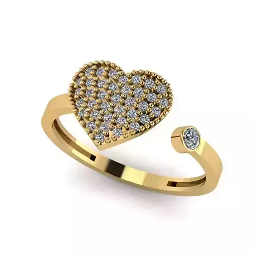 big heart gemstone ring  3D print model