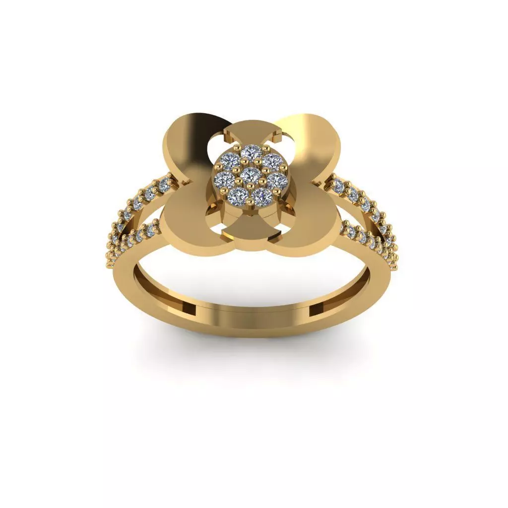 big flower wedding ring 3D print model_0