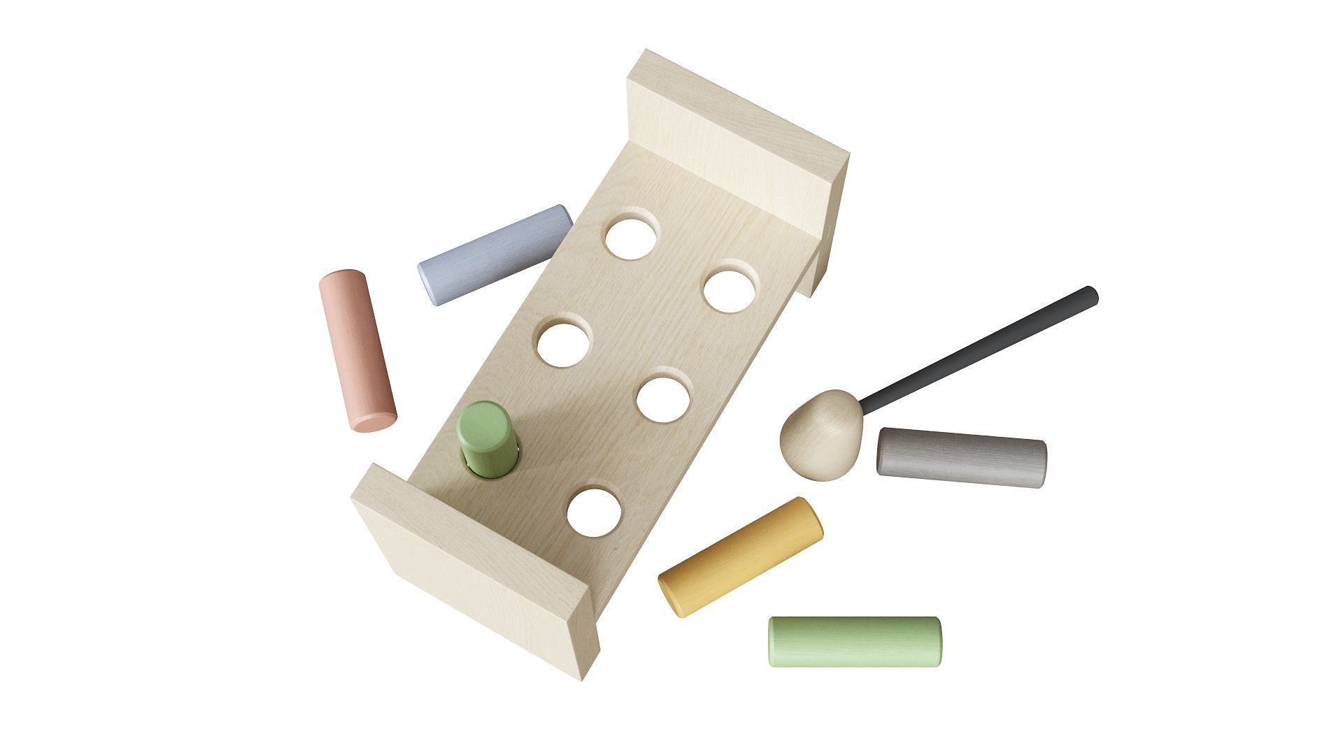 Hammer Bench Toy  Low-poly 3D model_6