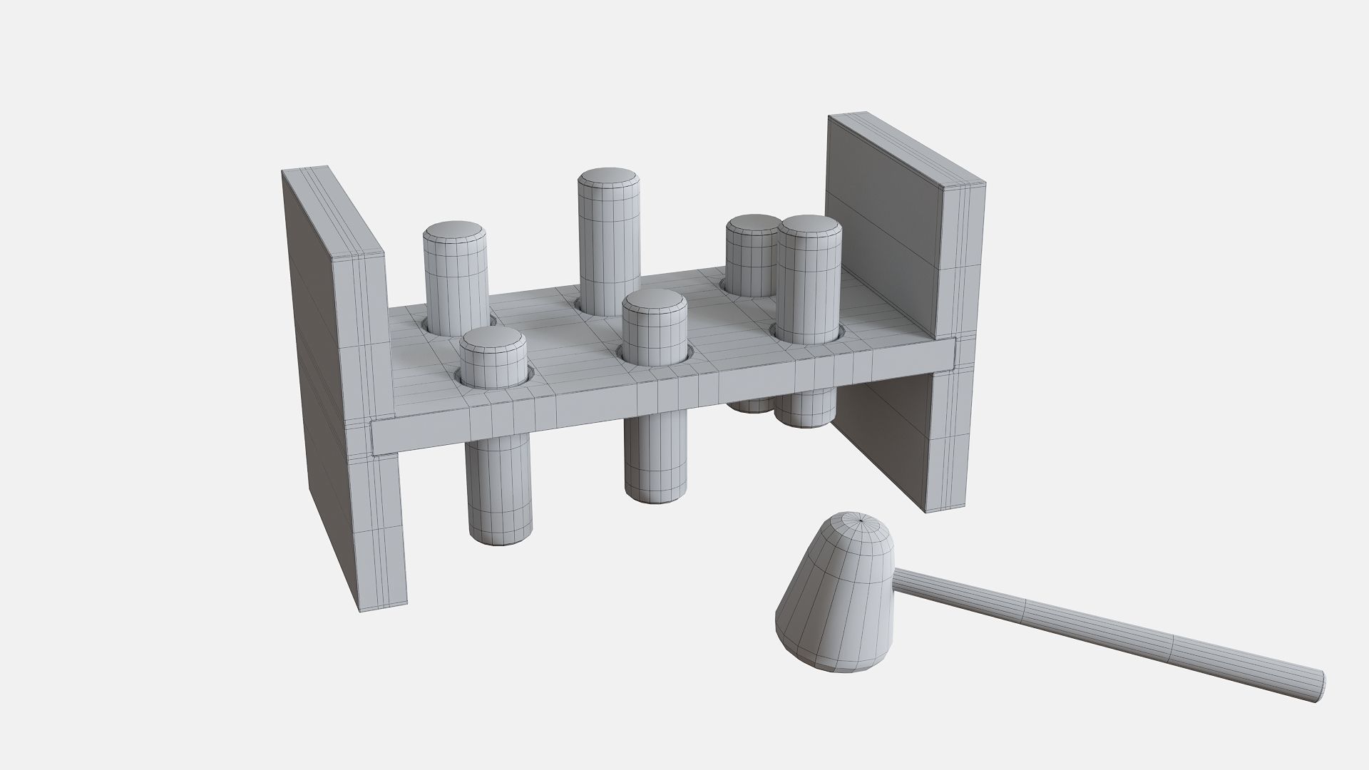 Hammer Bench Toy  Low-poly 3D model_2