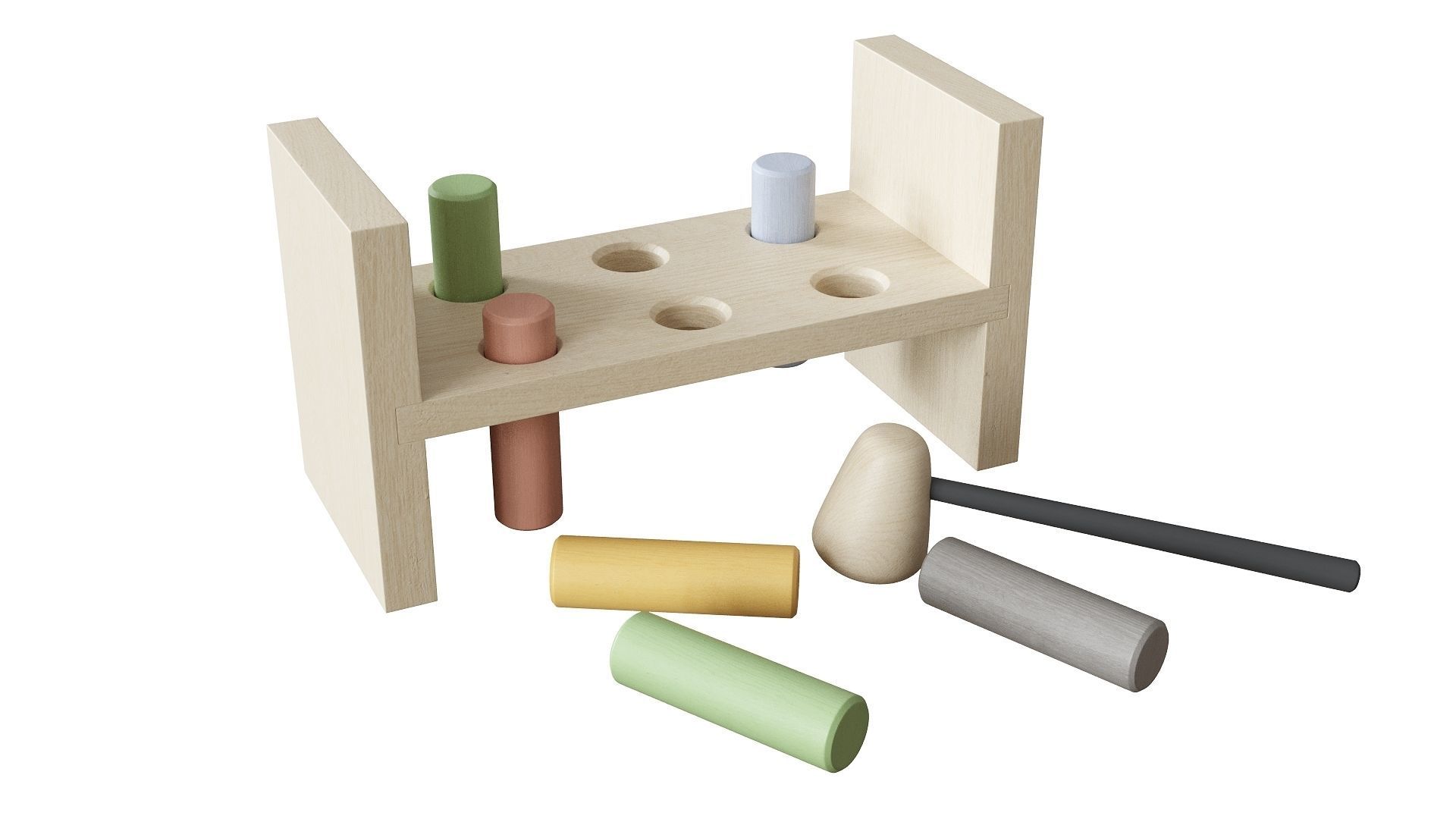 Hammer Bench Toy  Low-poly 3D model_5