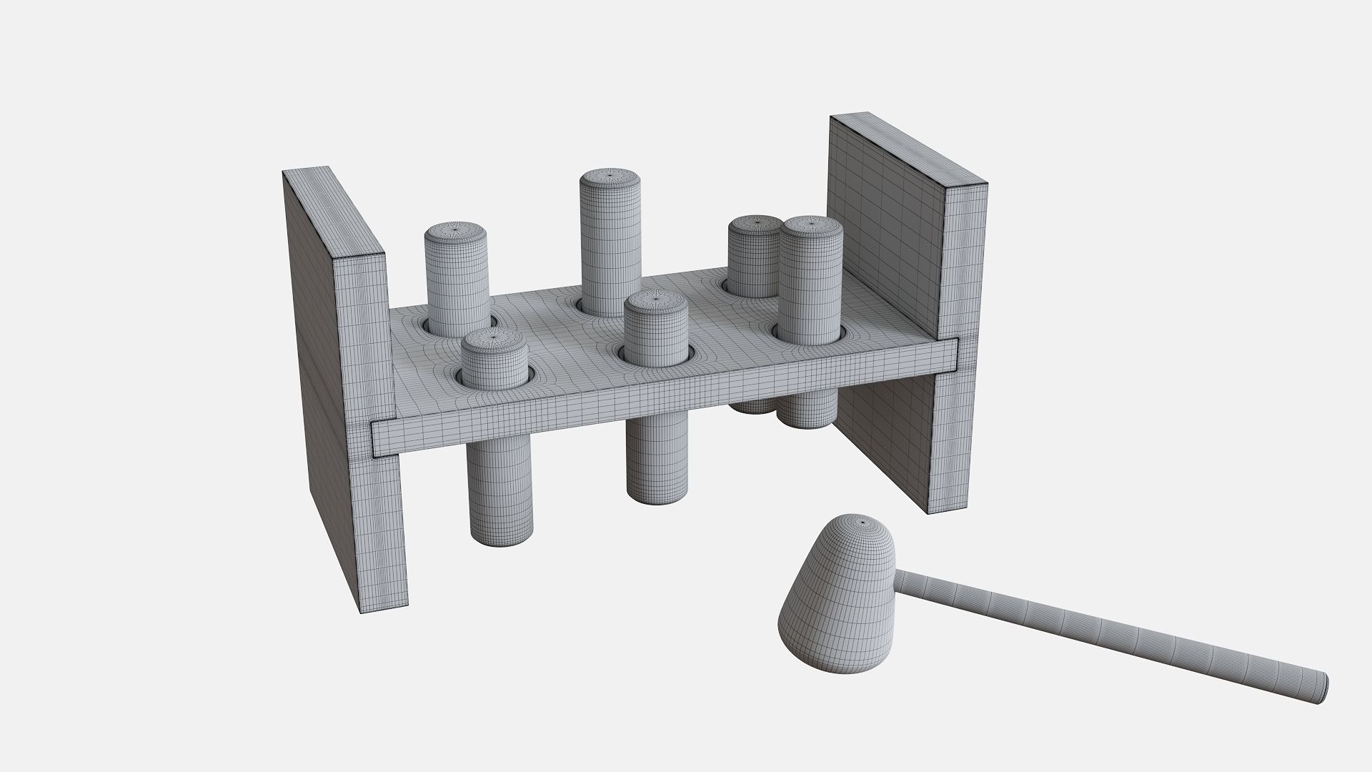 Hammer Bench Toy  Low-poly 3D model_1