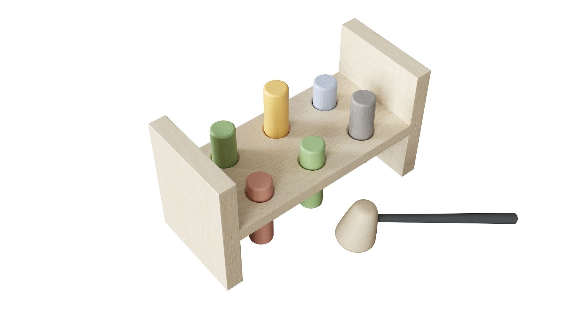 Hammer Bench Toy  Low-poly 3D model_4