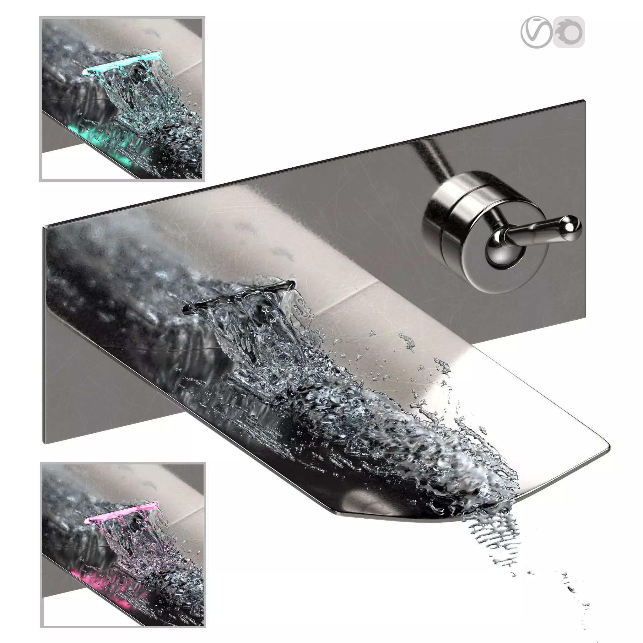 led wall faucet 3D model_0