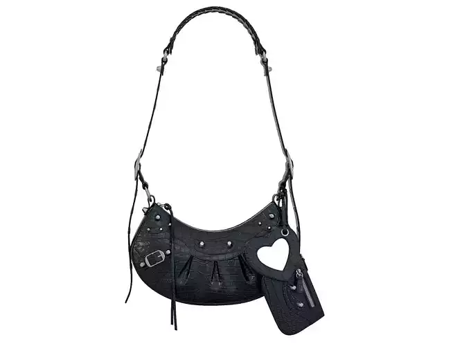 Balenciaga Le Cagole Shoulder Bag Black Crocodile