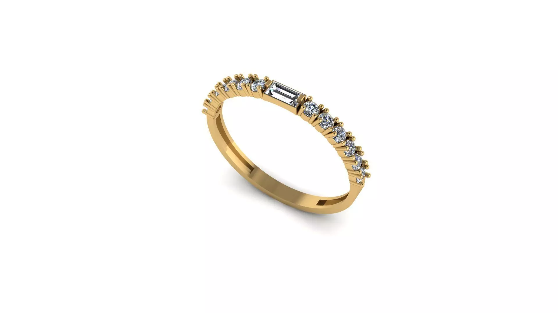 baguette gemstone ring  3D print model_0