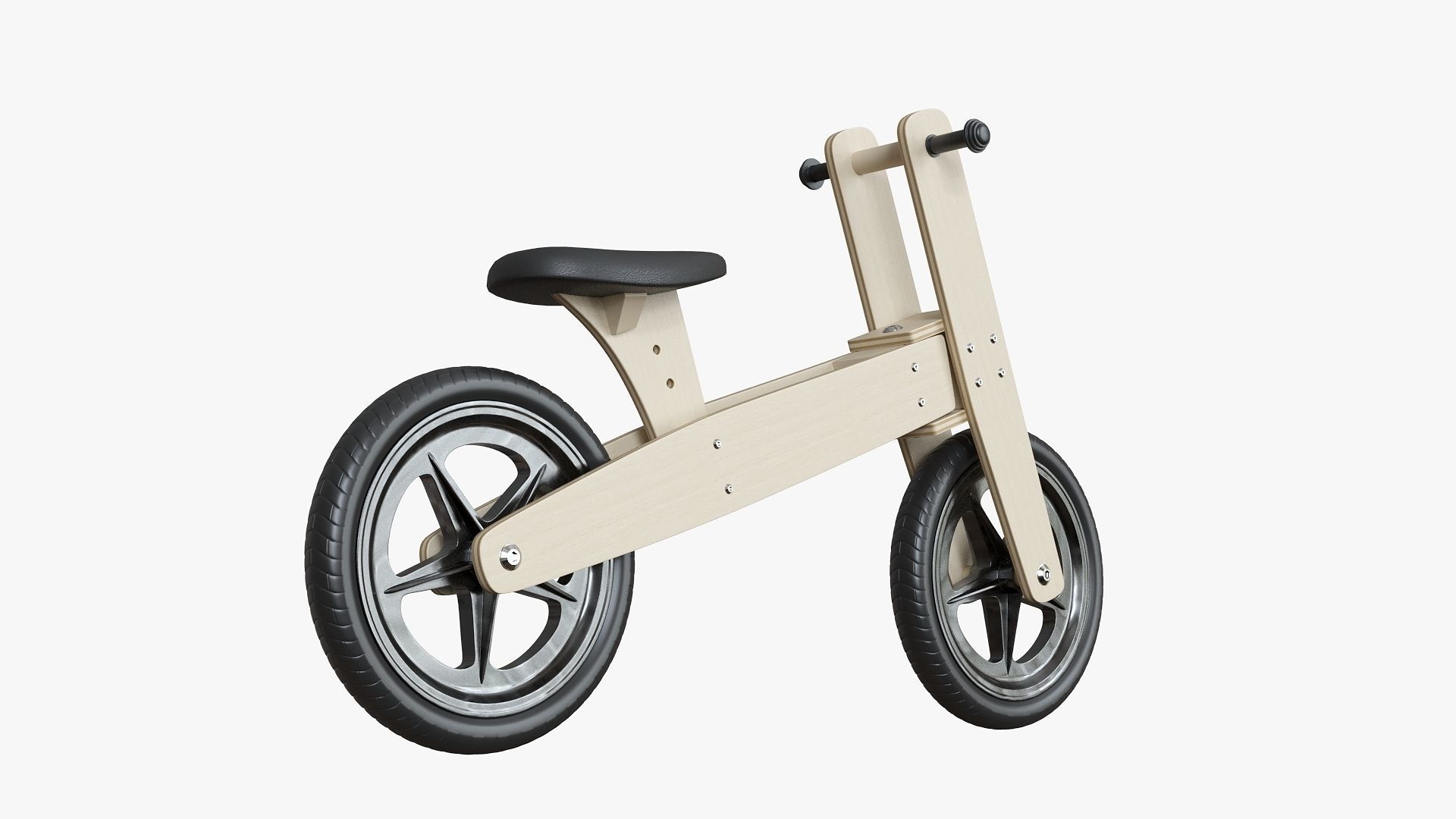 Retro Plywood Push Bike 3D model_3