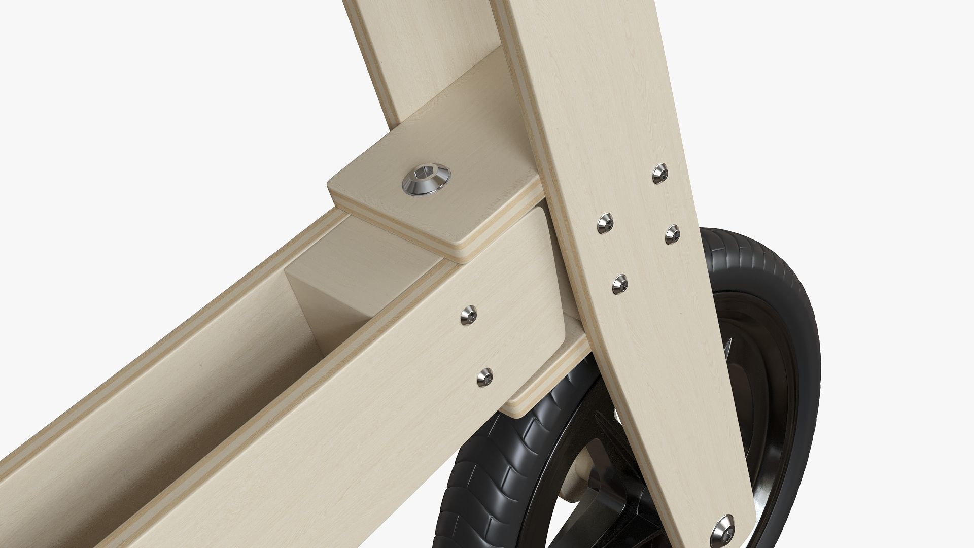 Retro Plywood Push Bike 3D model_7