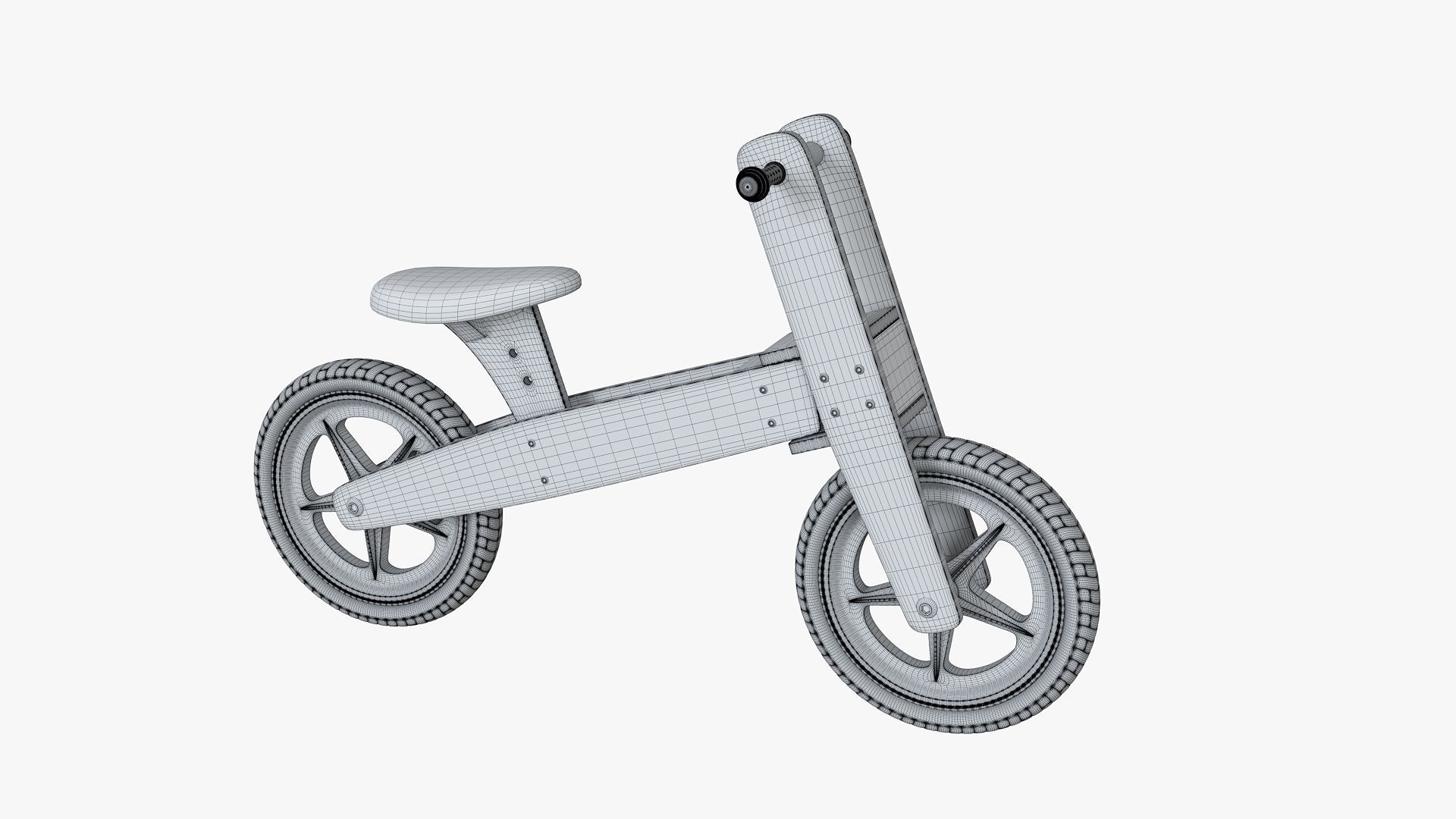 Retro Plywood Push Bike 3D model_1