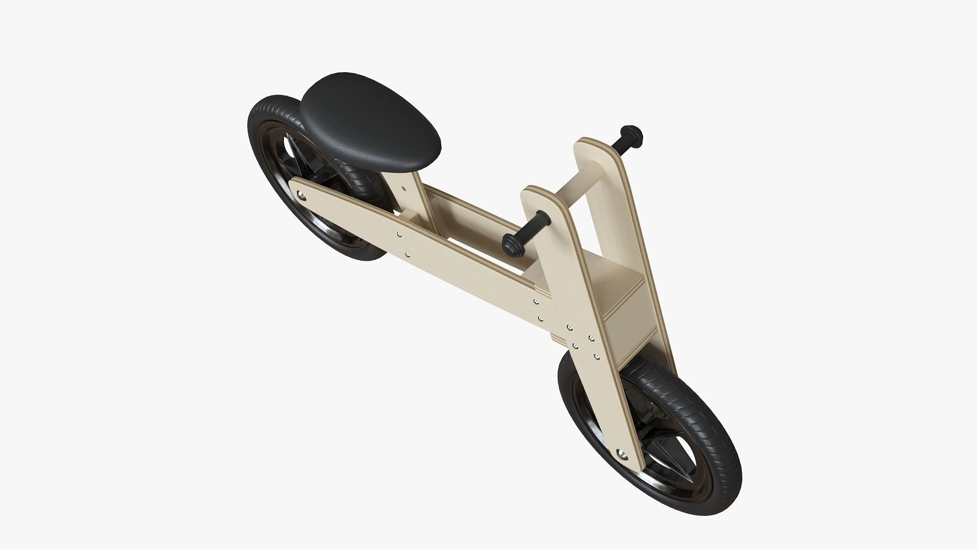 Retro Plywood Push Bike 3D model_5