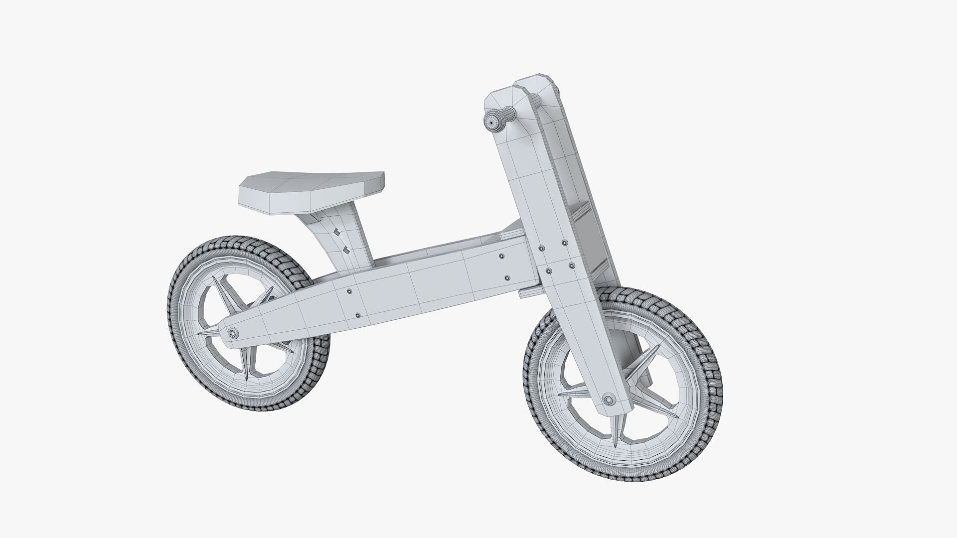 Retro Plywood Push Bike 3D model_2