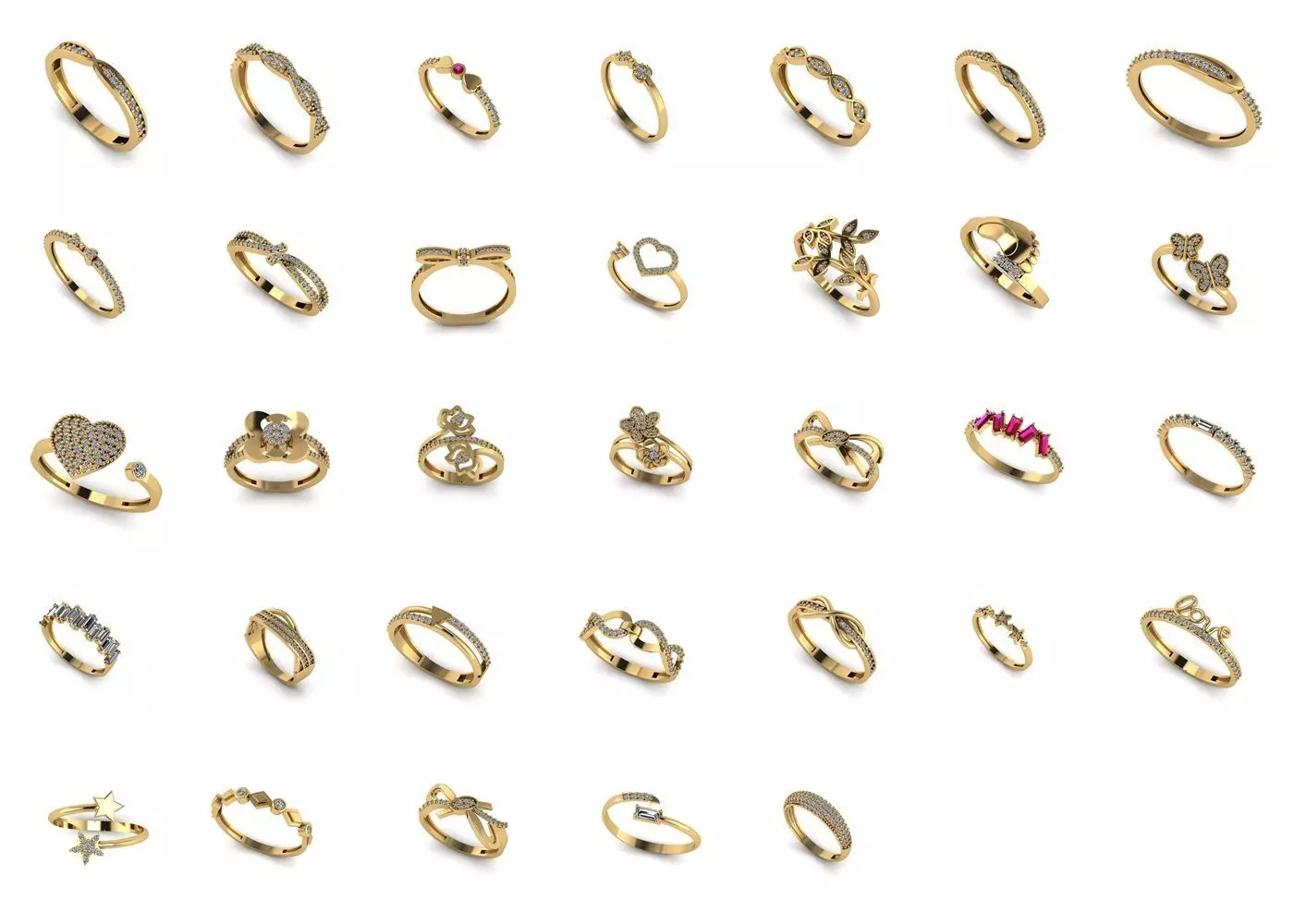 Valentine wedding Rings 2022 3D Model Collection_0