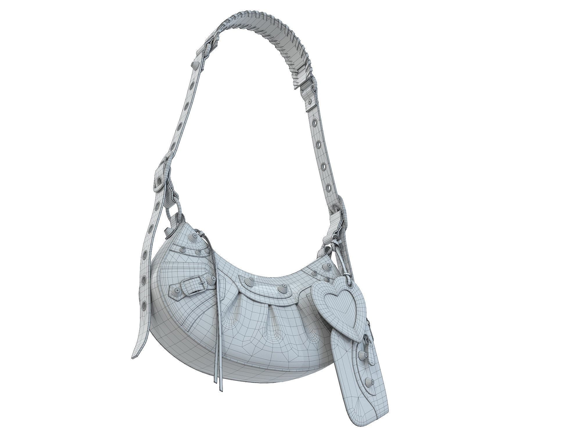 Balenciaga Le Cagole Shoulder Bag White Low-poly 3D model_13