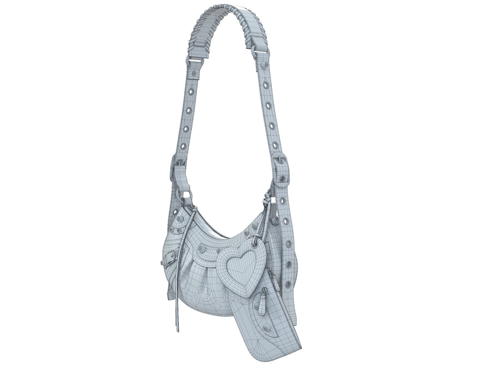 Balenciaga Le Cagole Shoulder Bag White Low-poly 3D model_10