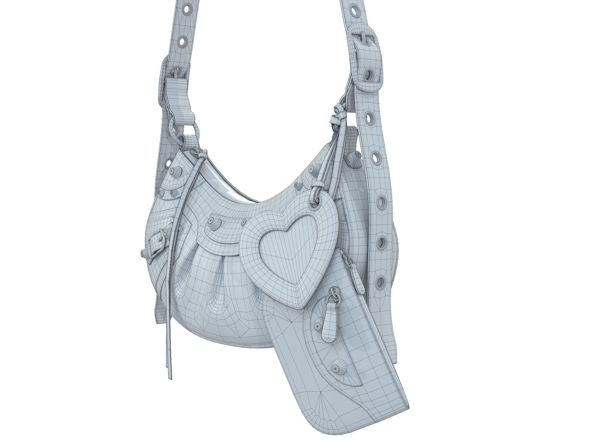 Balenciaga Le Cagole Shoulder Bag White Low-poly 3D model_11