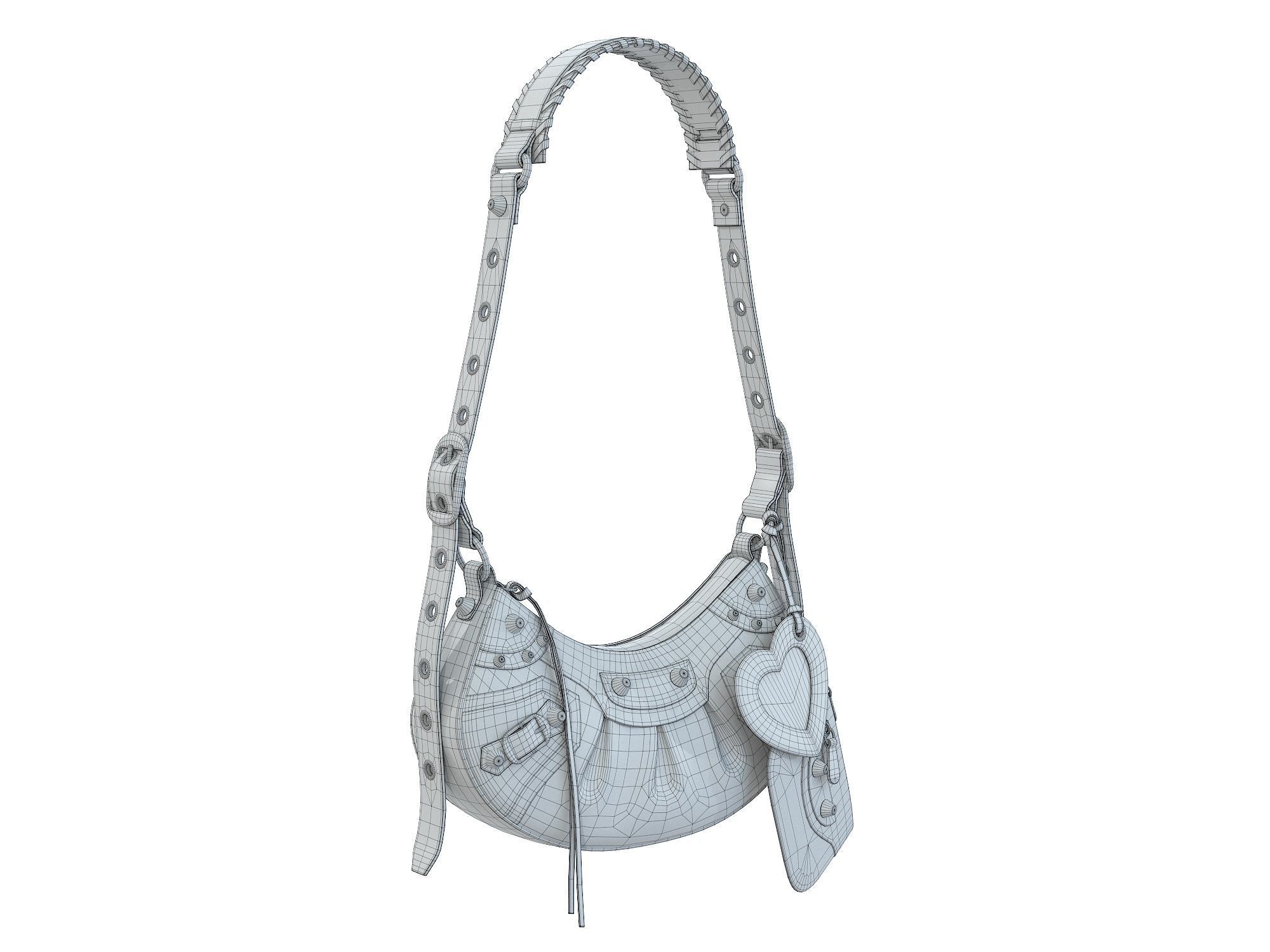 Balenciaga Le Cagole Shoulder Bag White Low-poly 3D model_8