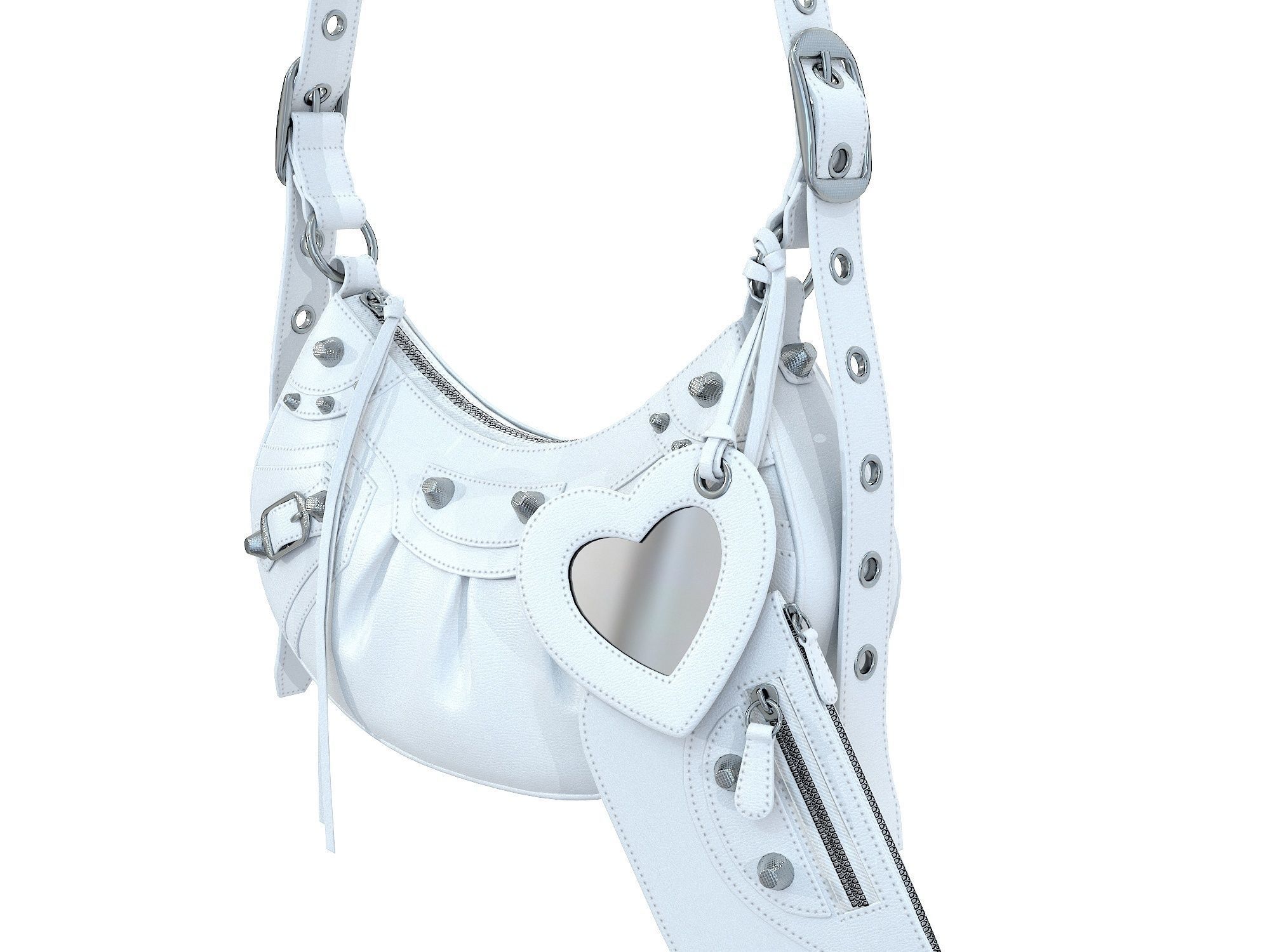 Balenciaga Le Cagole Shoulder Bag White Low-poly 3D model_1