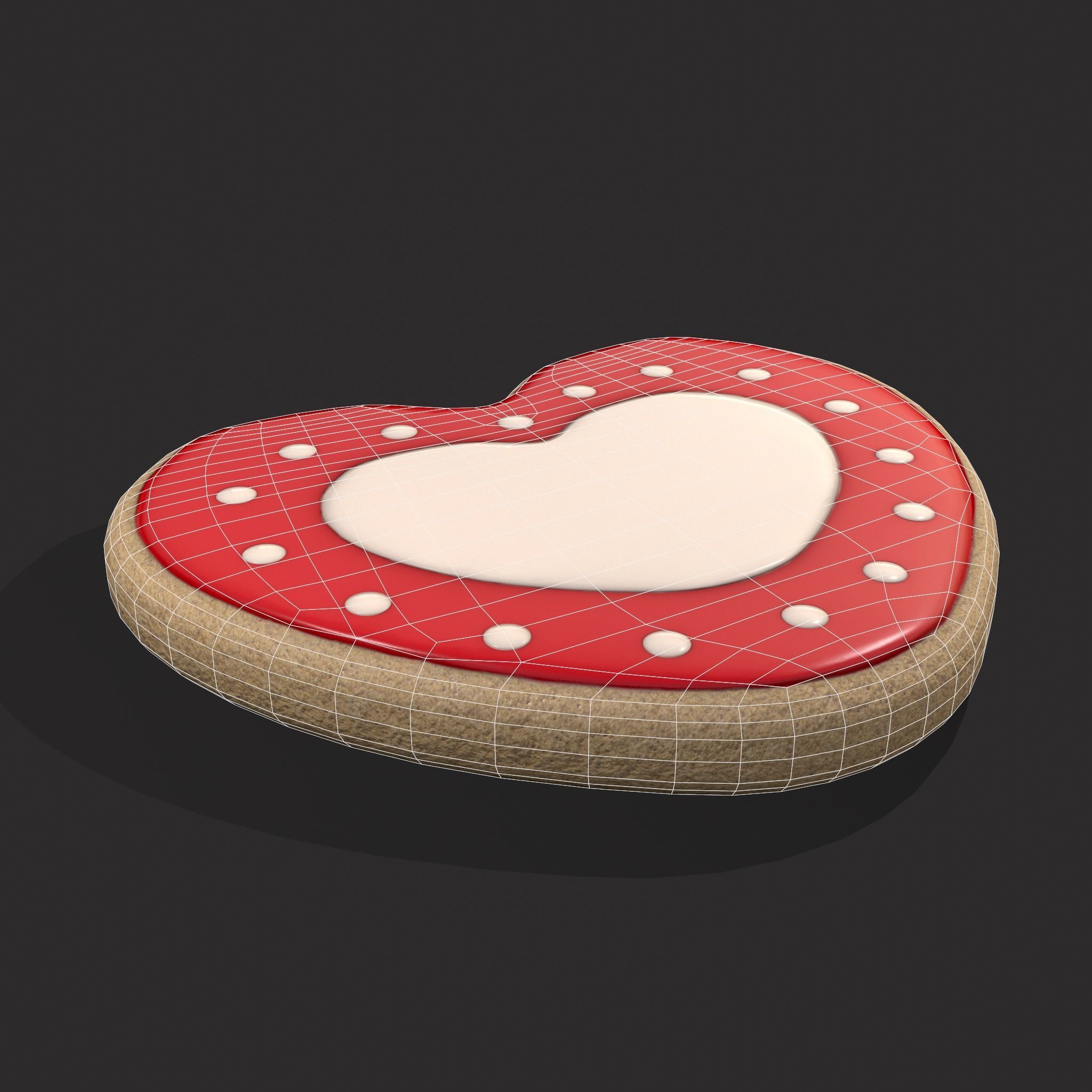 Valentines Heart Cookie 3  Low-poly 3D model_6