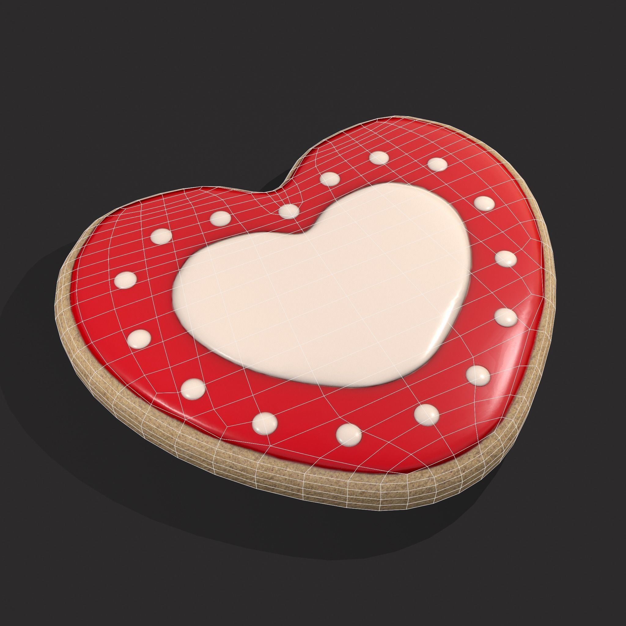 Valentines Heart Cookie 3  Low-poly 3D model_2