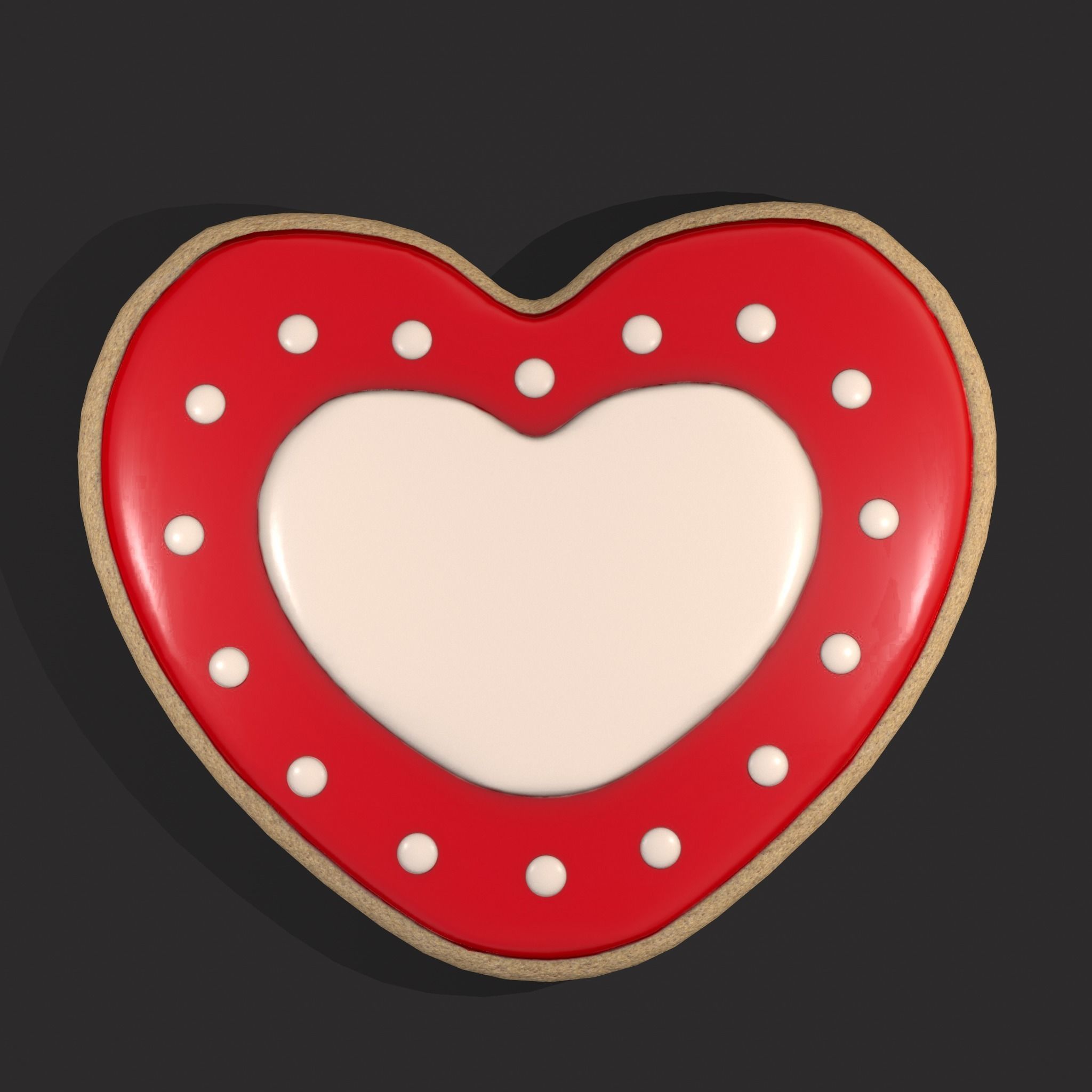 Valentines Heart Cookie 3  Low-poly 3D model_3