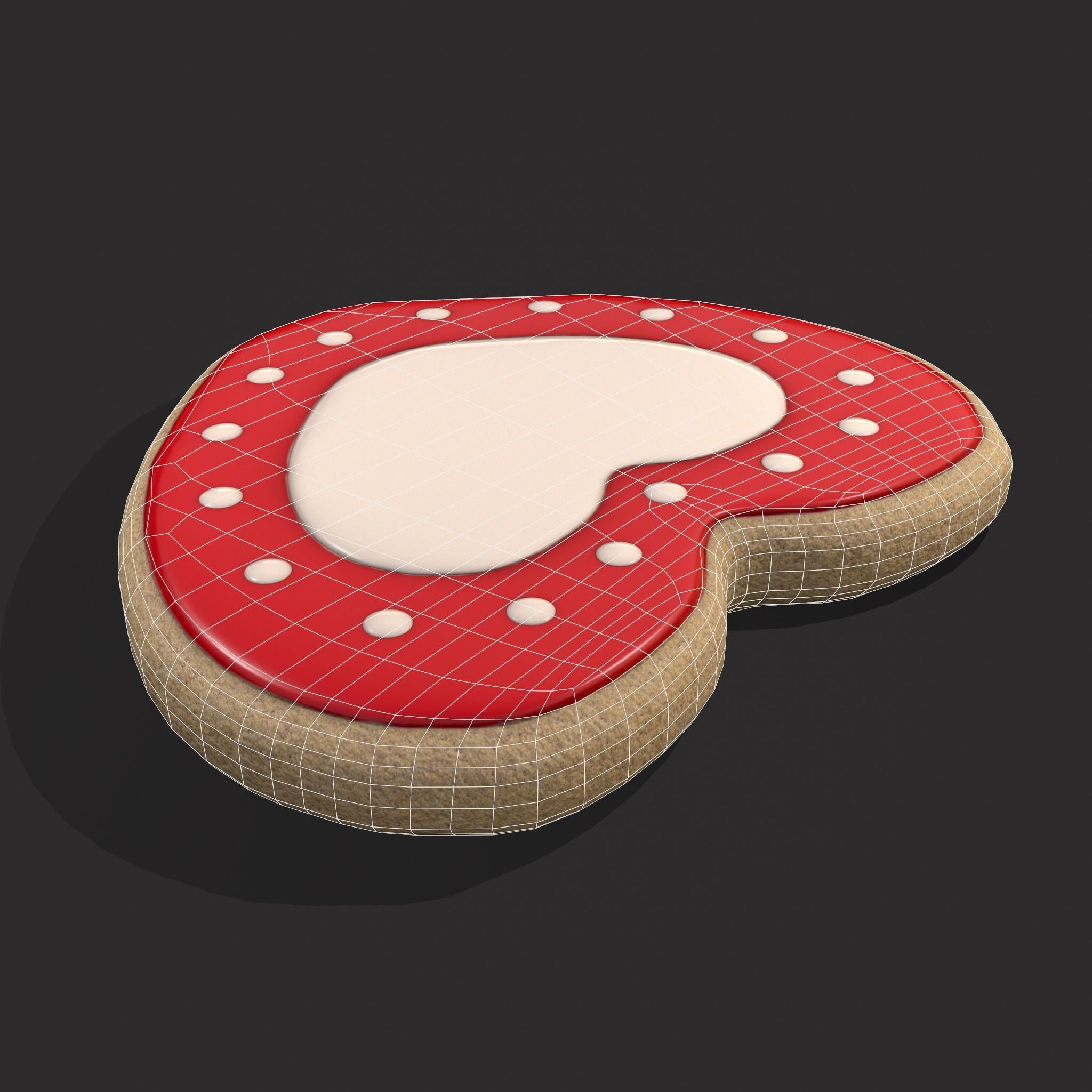 Valentines Heart Cookie 3  Low-poly 3D model_14