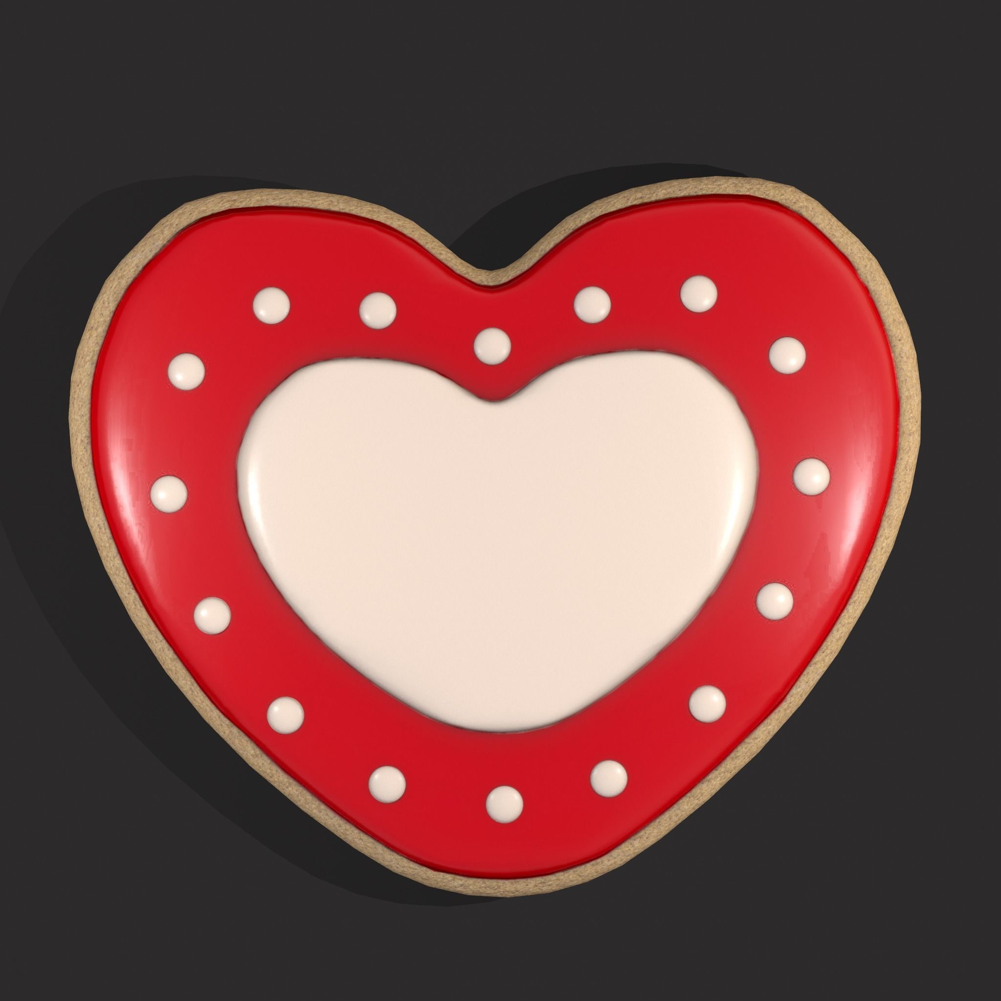 Valentines Heart Cookie 3  Low-poly 3D model_7