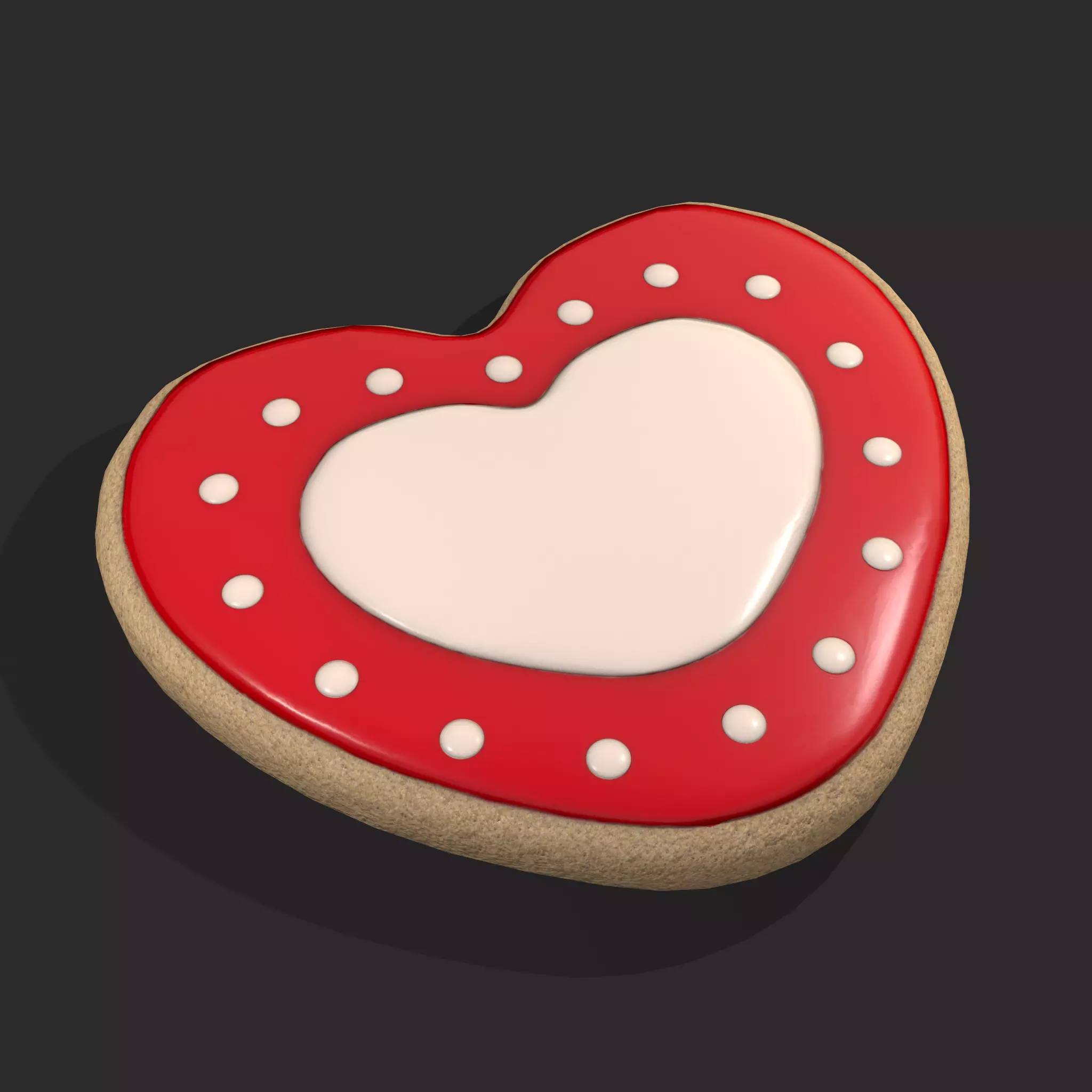 Valentines Heart Cookie 3  Low-poly 3D model_0