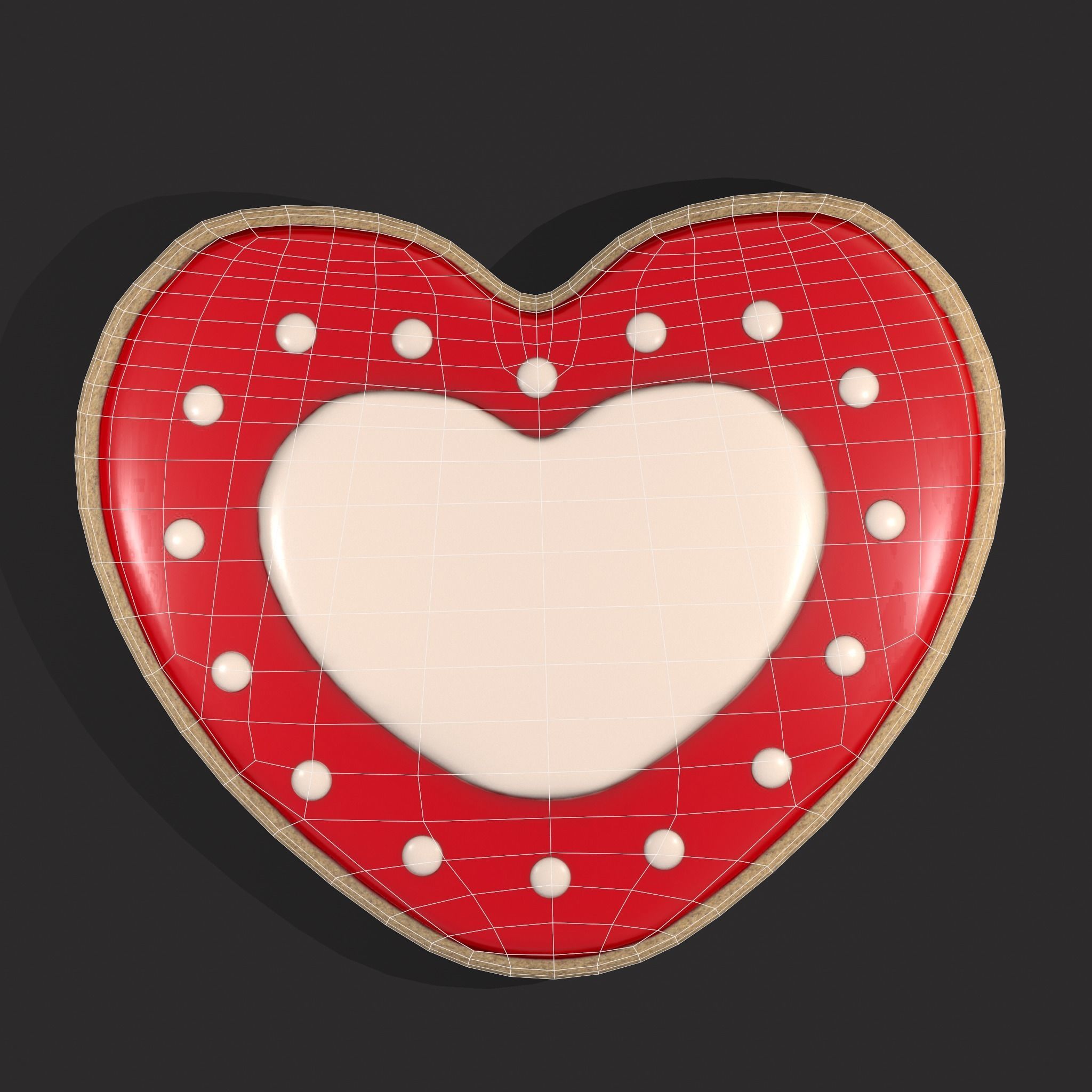 Valentines Heart Cookie 3  Low-poly 3D model_8