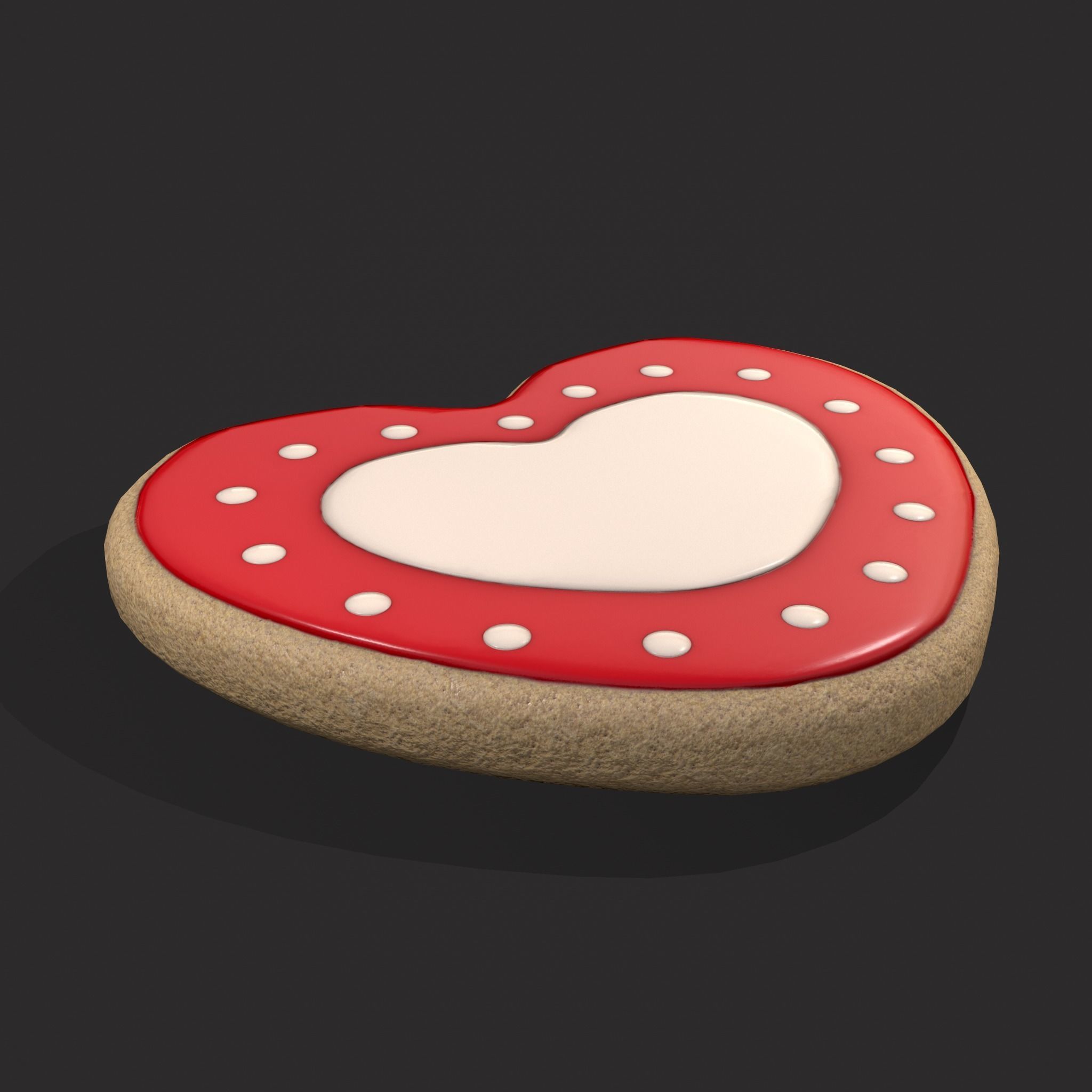 Valentines Heart Cookie 3  Low-poly 3D model_5