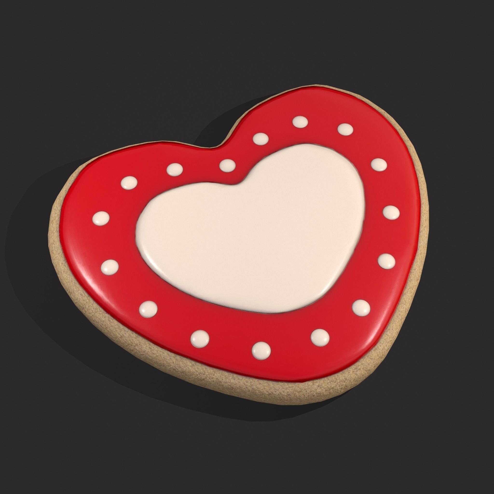 Valentines Heart Cookie 3  Low-poly 3D model_17