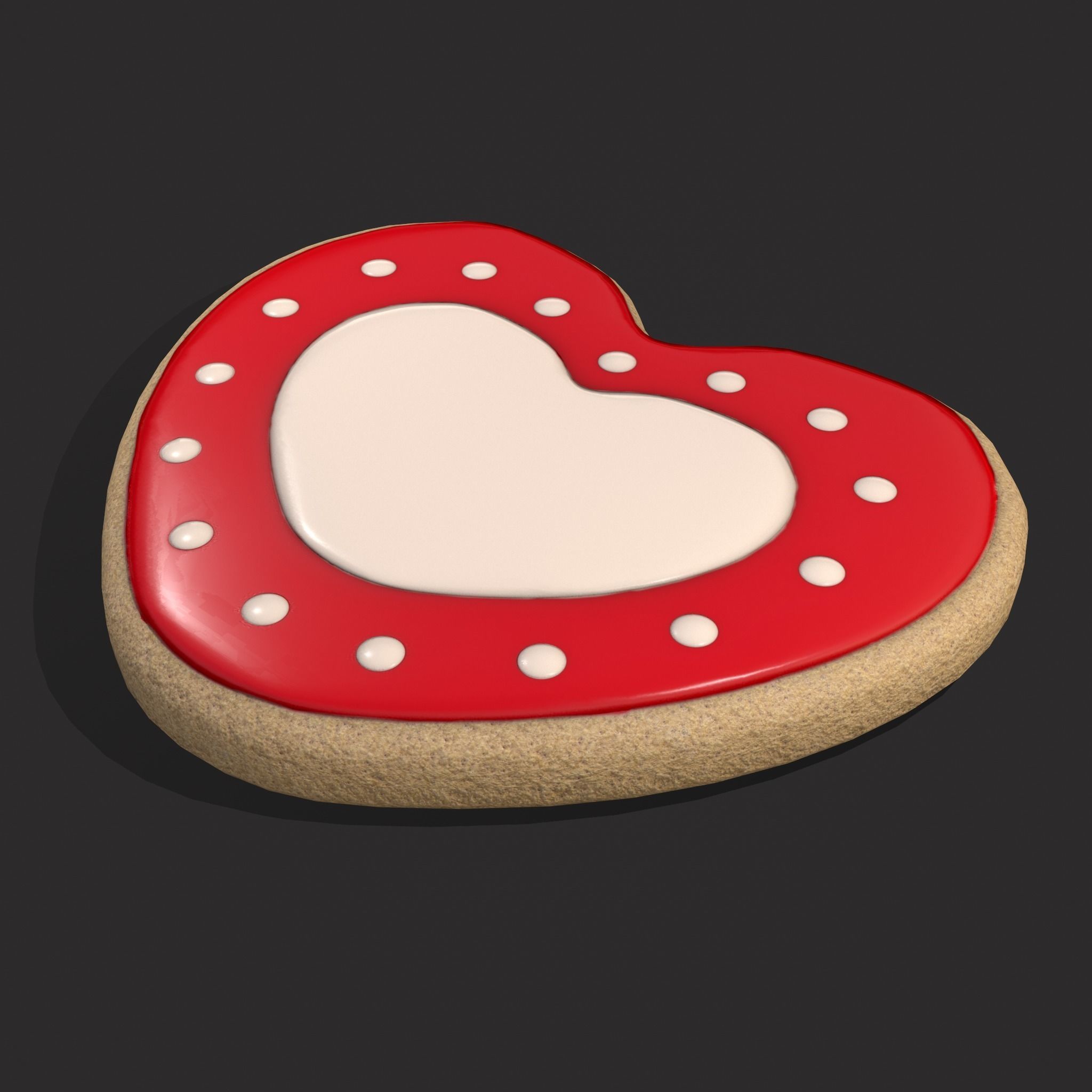 Valentines Heart Cookie 3  Low-poly 3D model_11