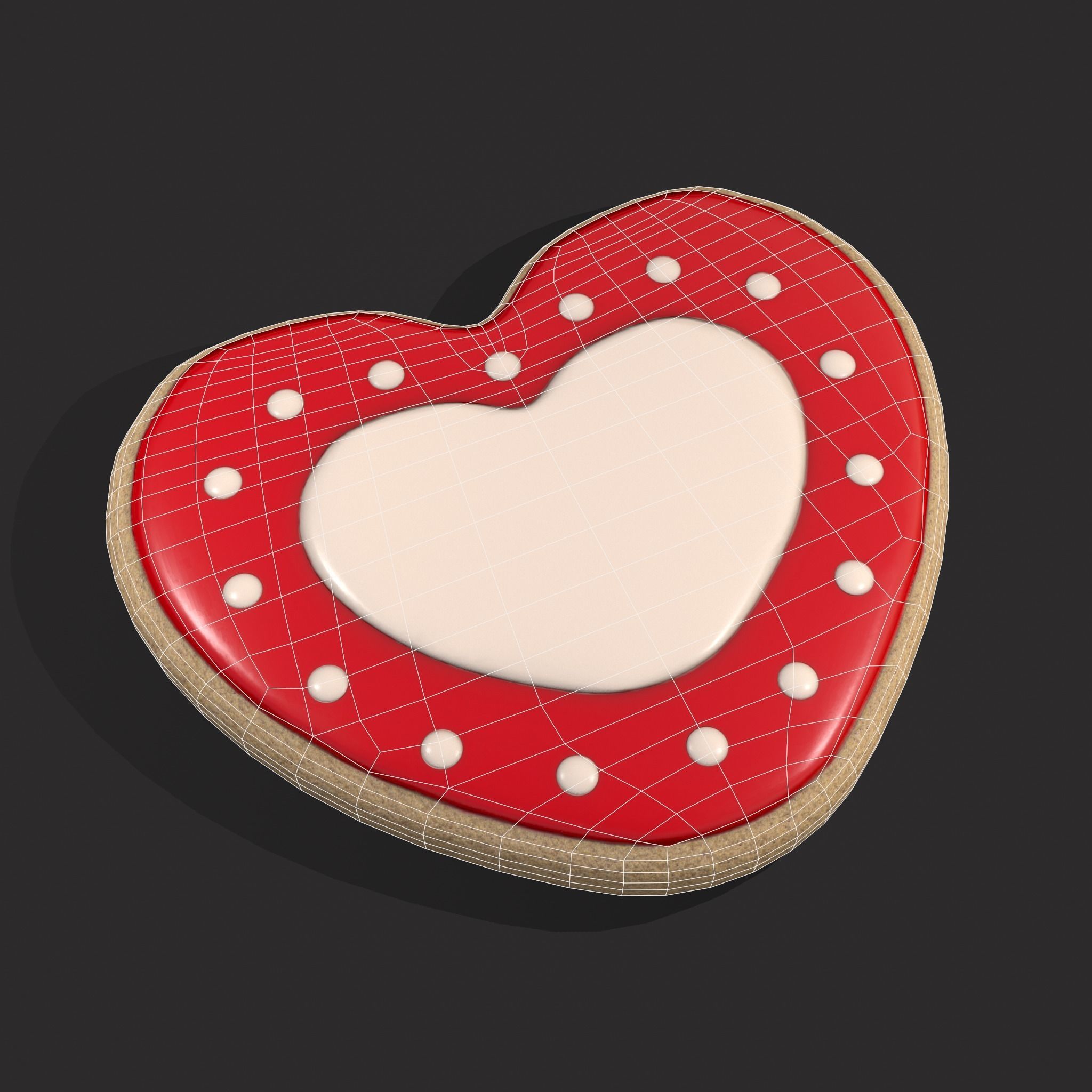 Valentines Heart Cookie 3  Low-poly 3D model_18