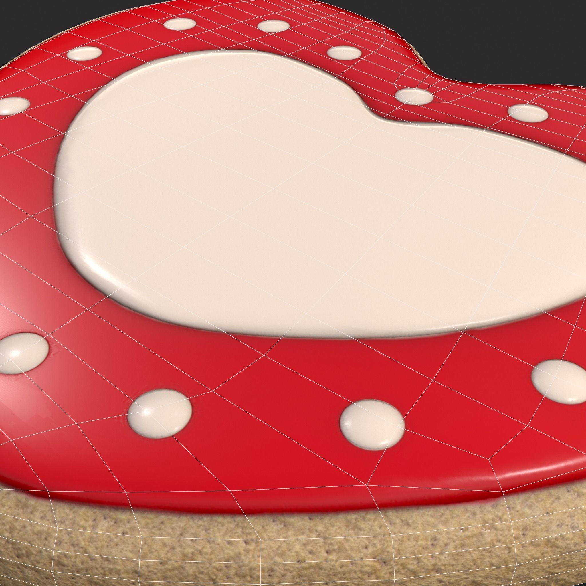 Valentines Heart Cookie 3  Low-poly 3D model_10