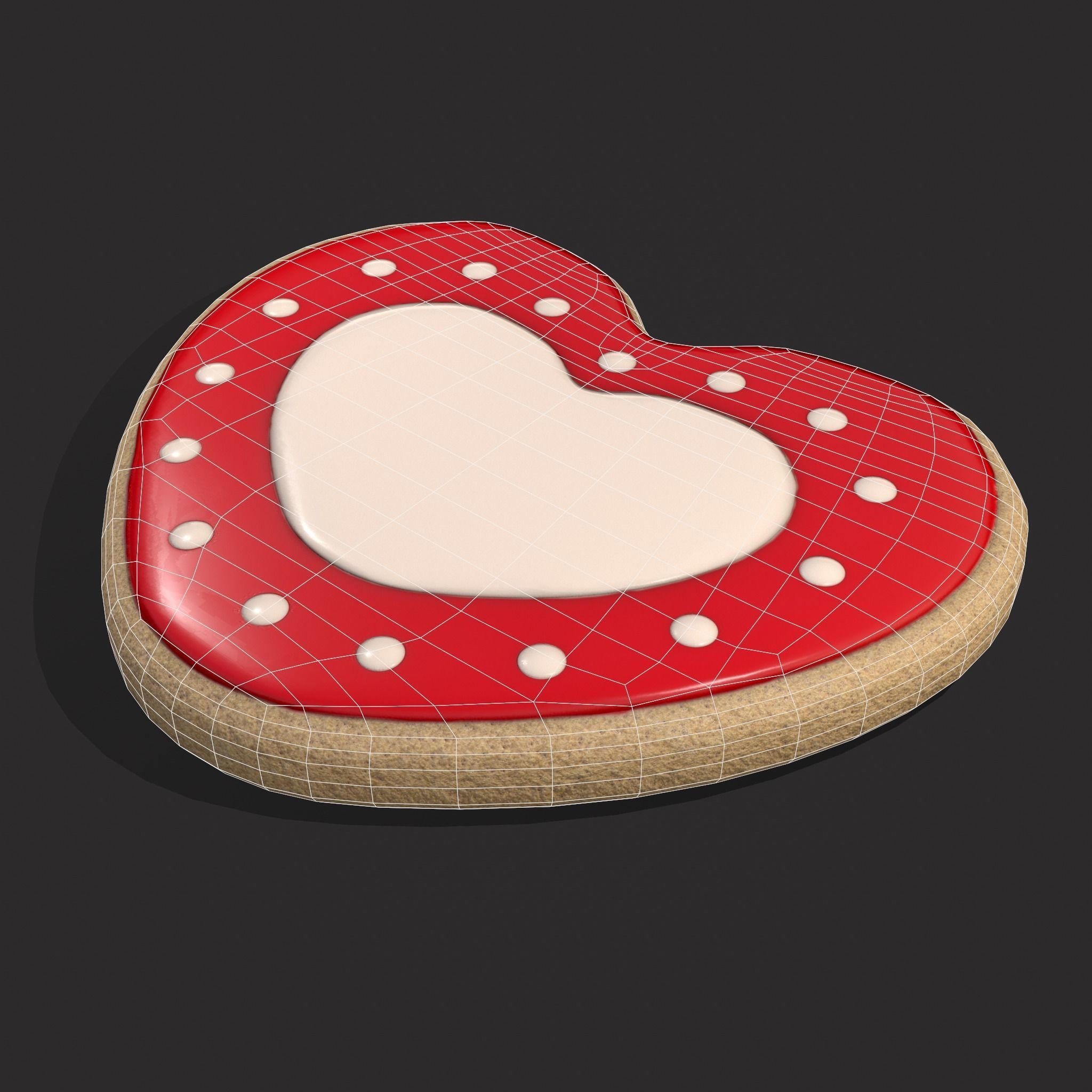 Valentines Heart Cookie 3  Low-poly 3D model_12