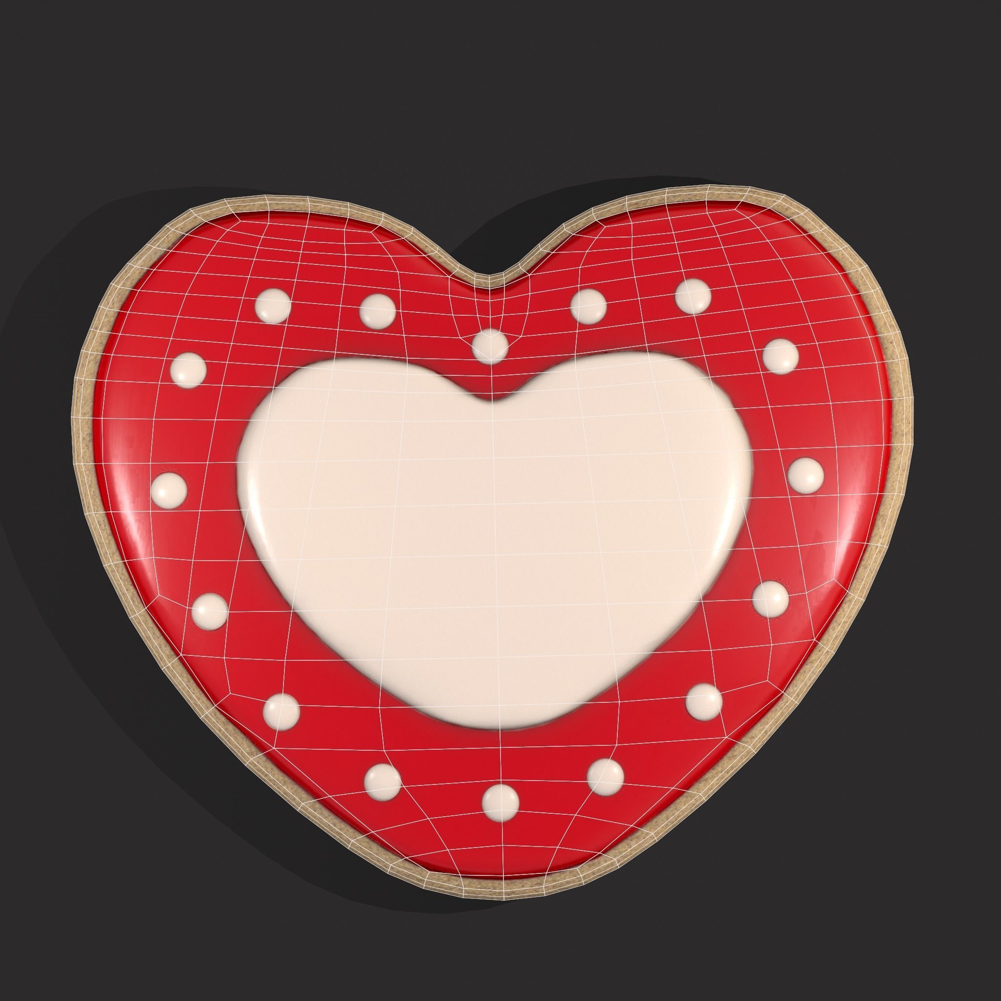 Valentines Heart Cookie 3  Low-poly 3D model_4
