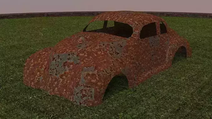 VEHICLE old rusted car in grass Free low-poly 3D model