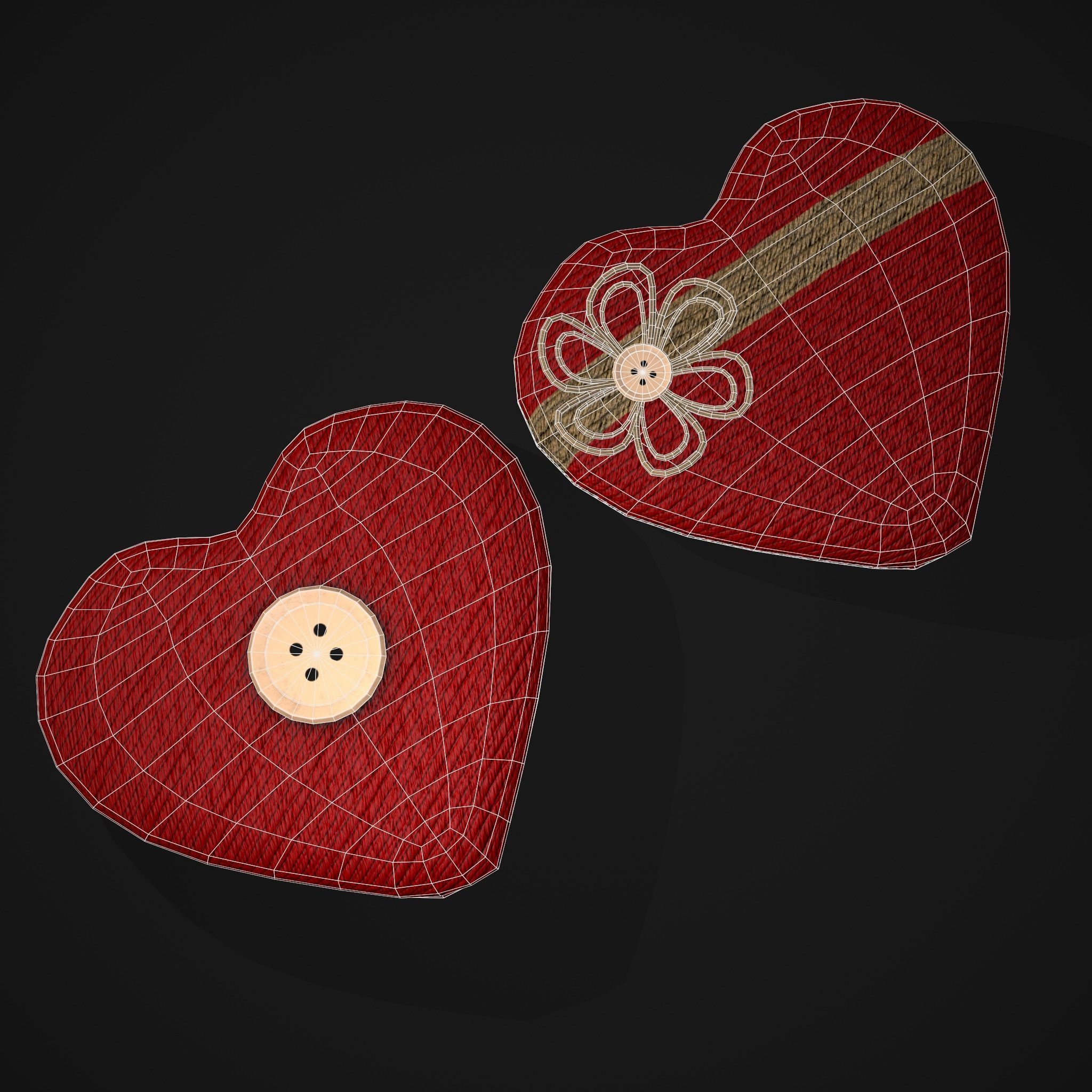 Wrapped Heart Gift Low-poly 3D model_13