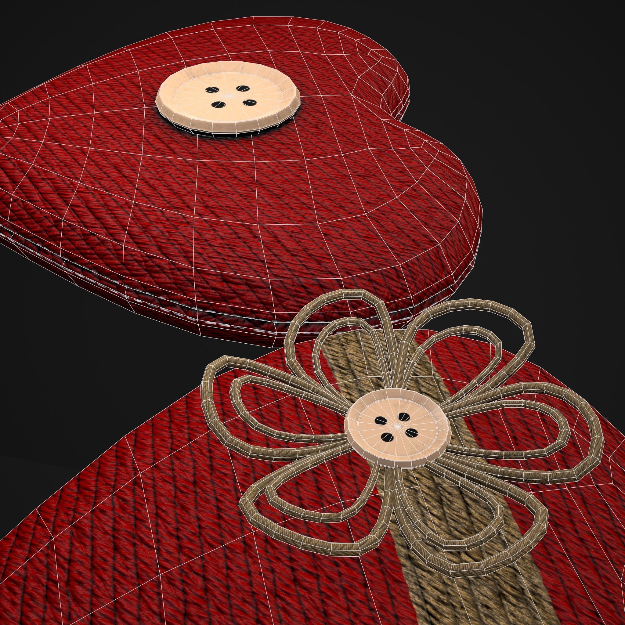 Wrapped Heart Gift Low-poly 3D model_4