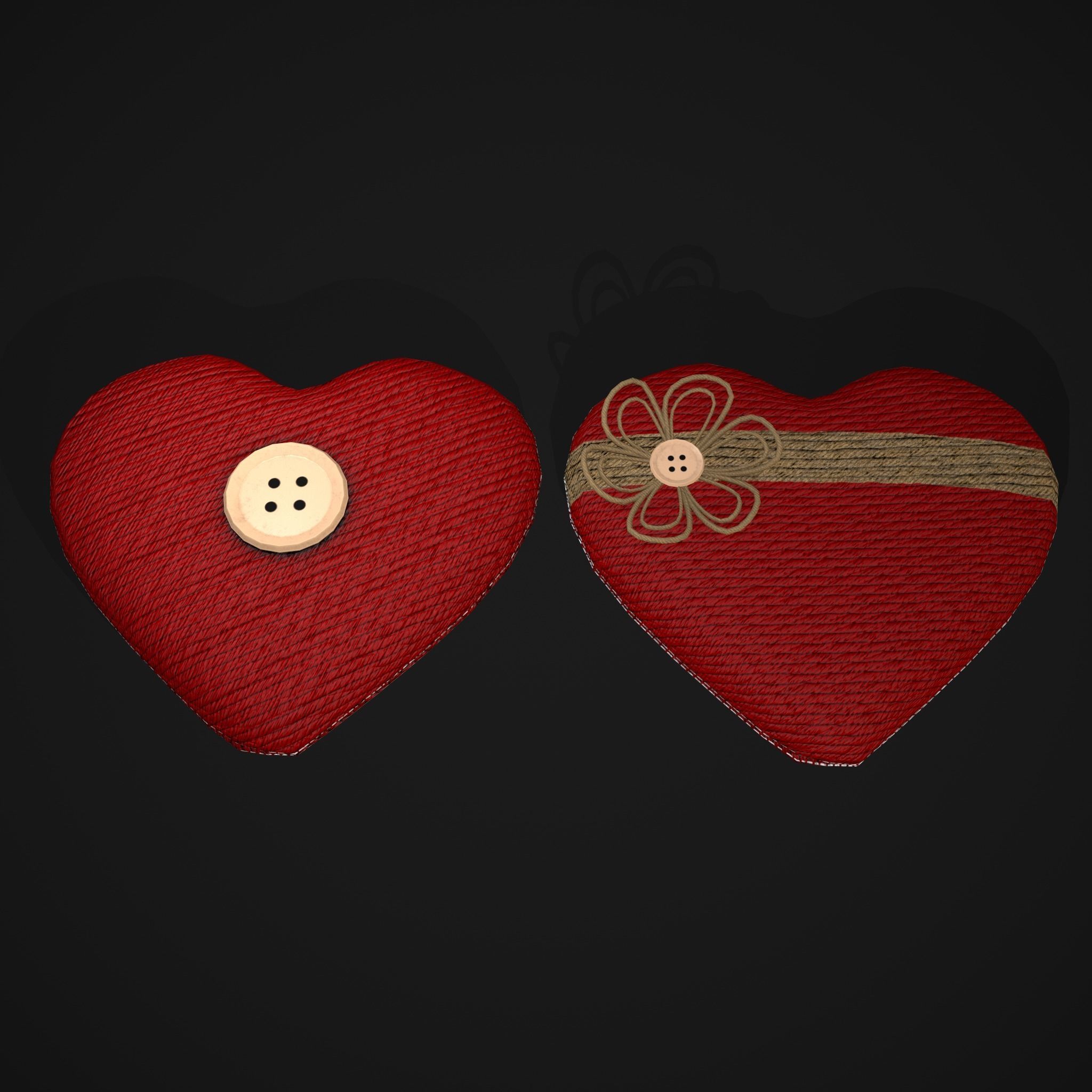Wrapped Heart Gift Low-poly 3D model_16