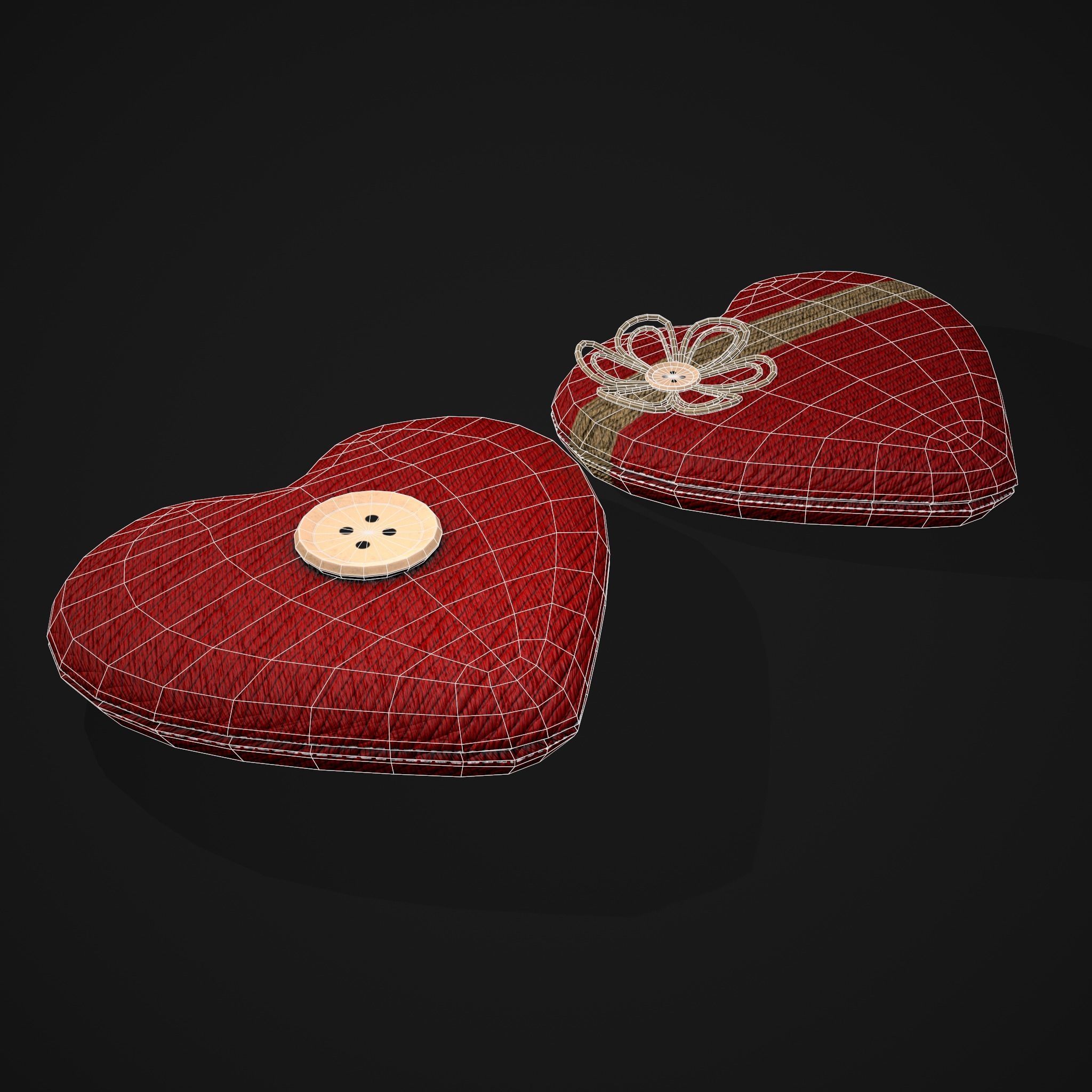 Wrapped Heart Gift Low-poly 3D model_10