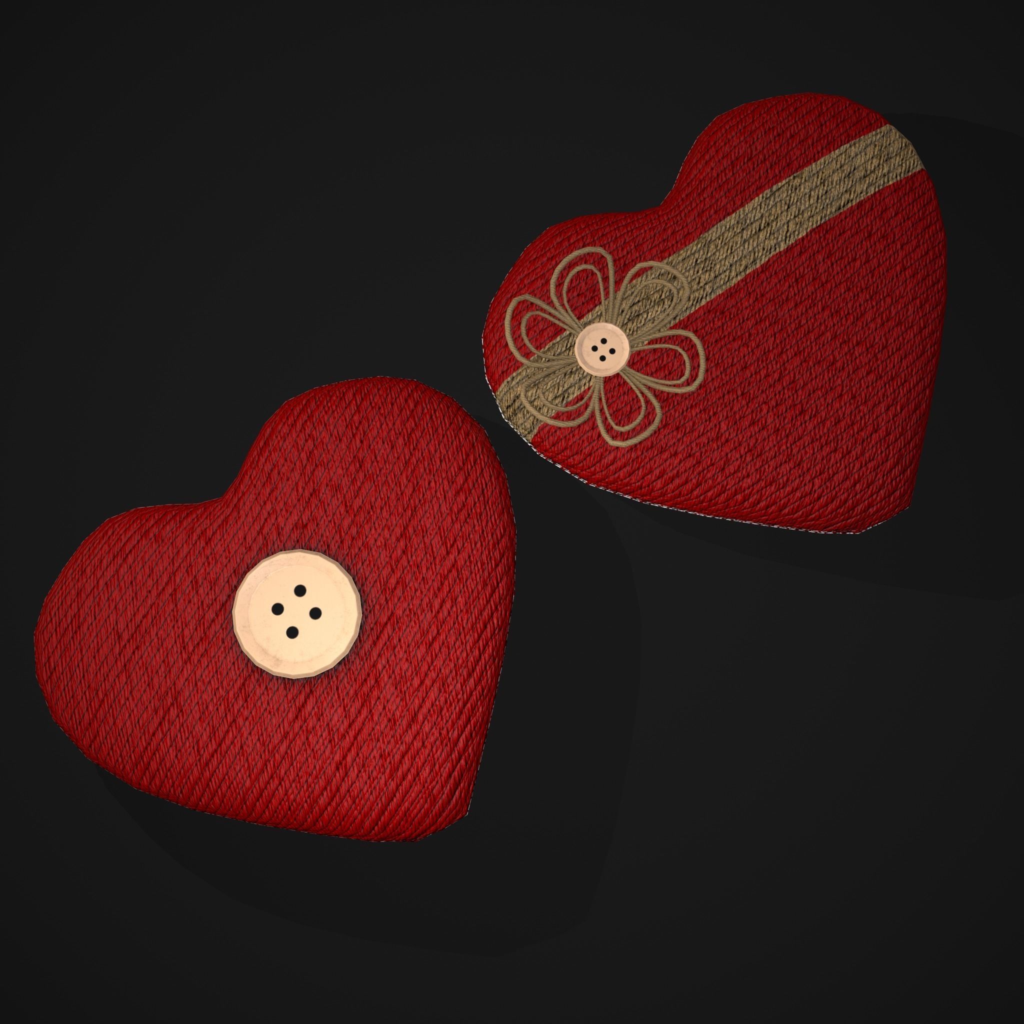 Wrapped Heart Gift Low-poly 3D model_11