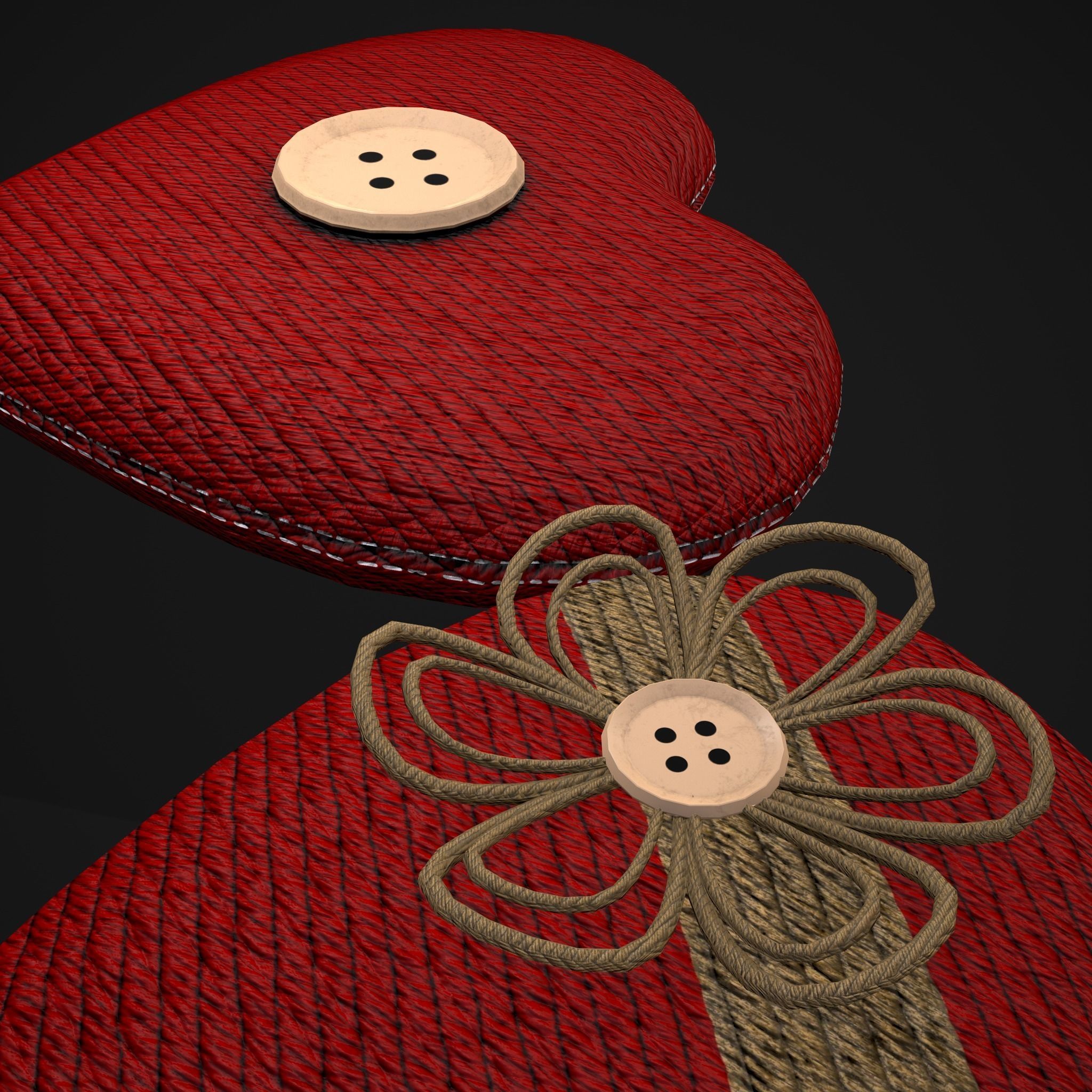 Wrapped Heart Gift Low-poly 3D model_3