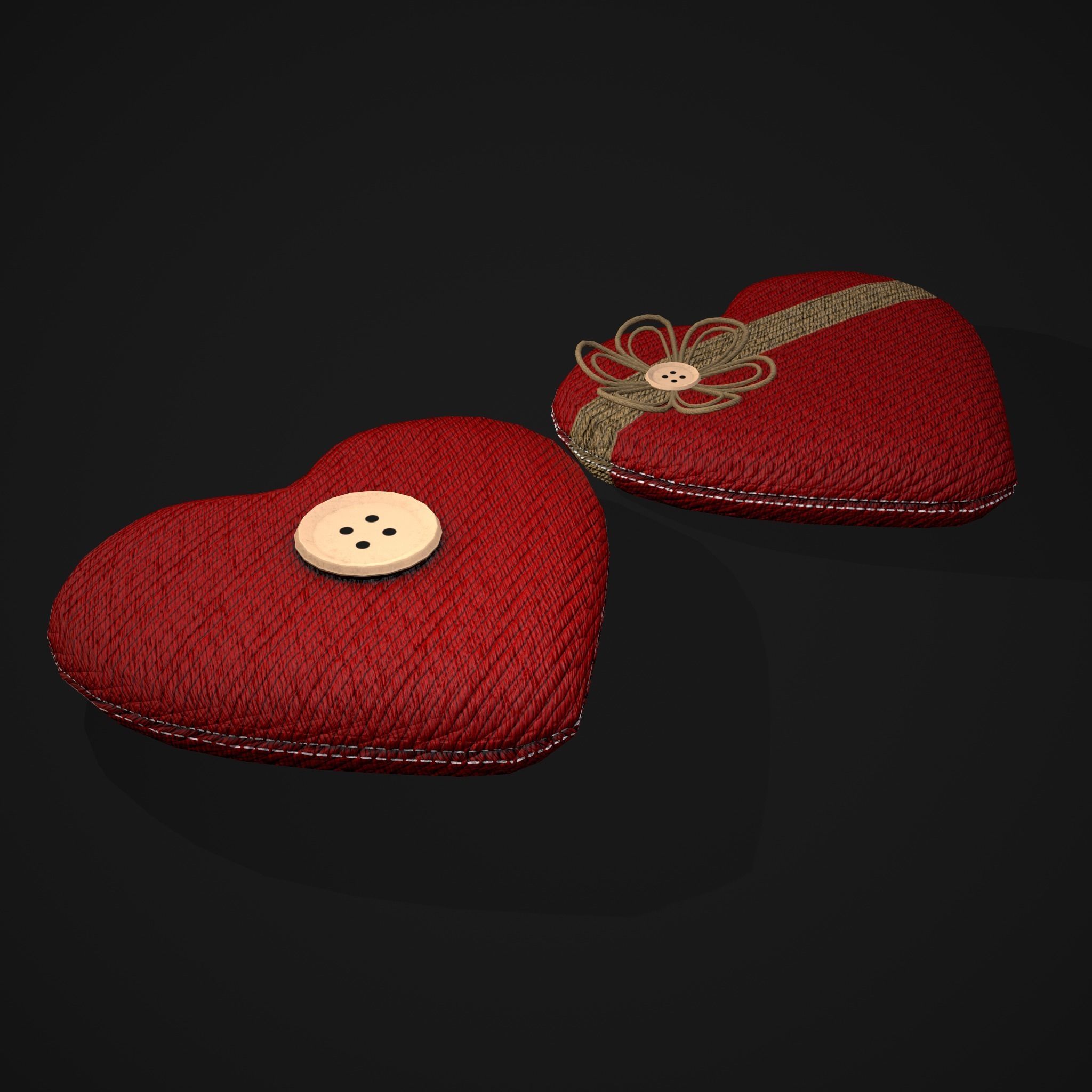 Wrapped Heart Gift Low-poly 3D model_9