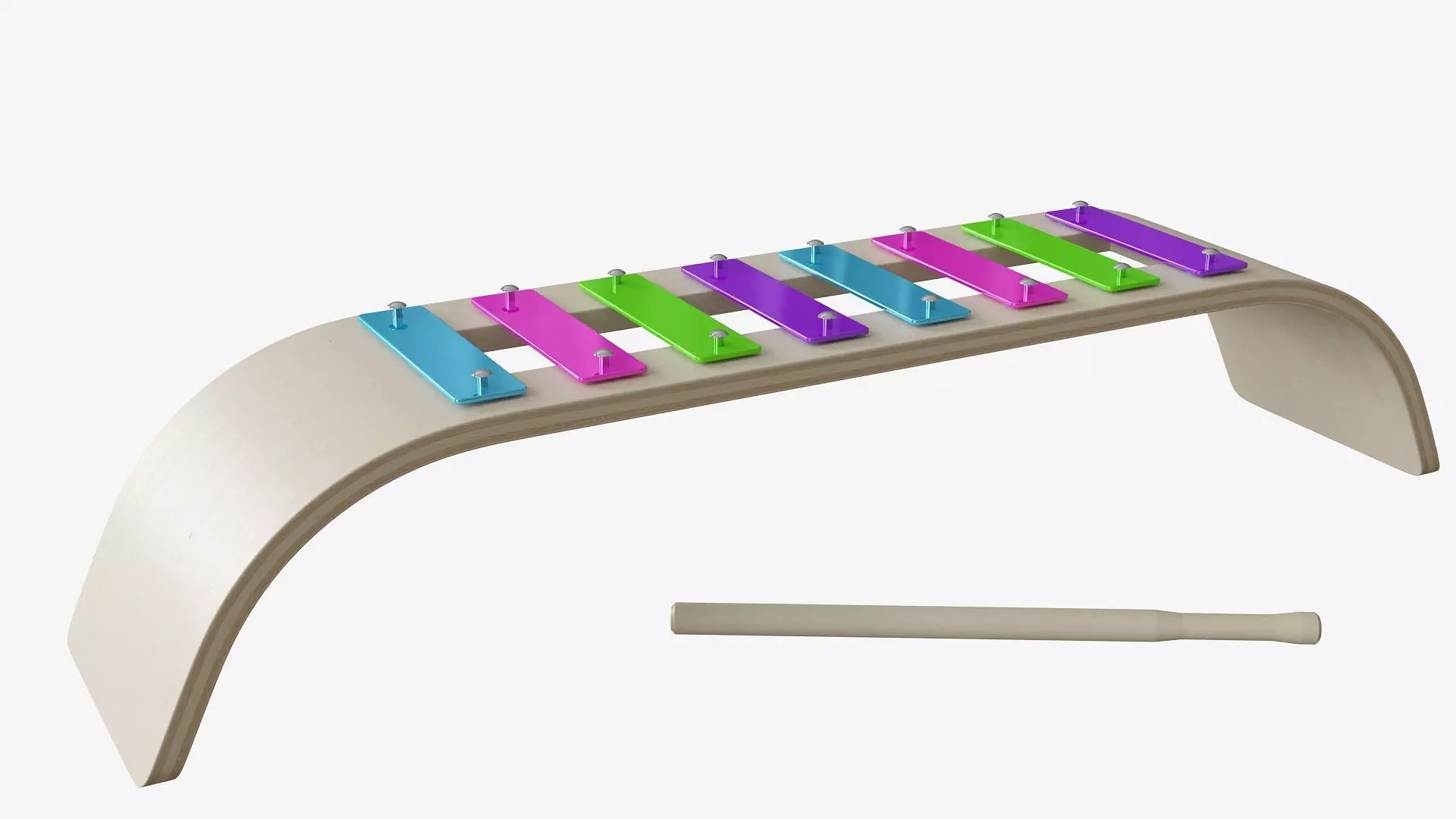 Xylophone bench with metal rod 3D model