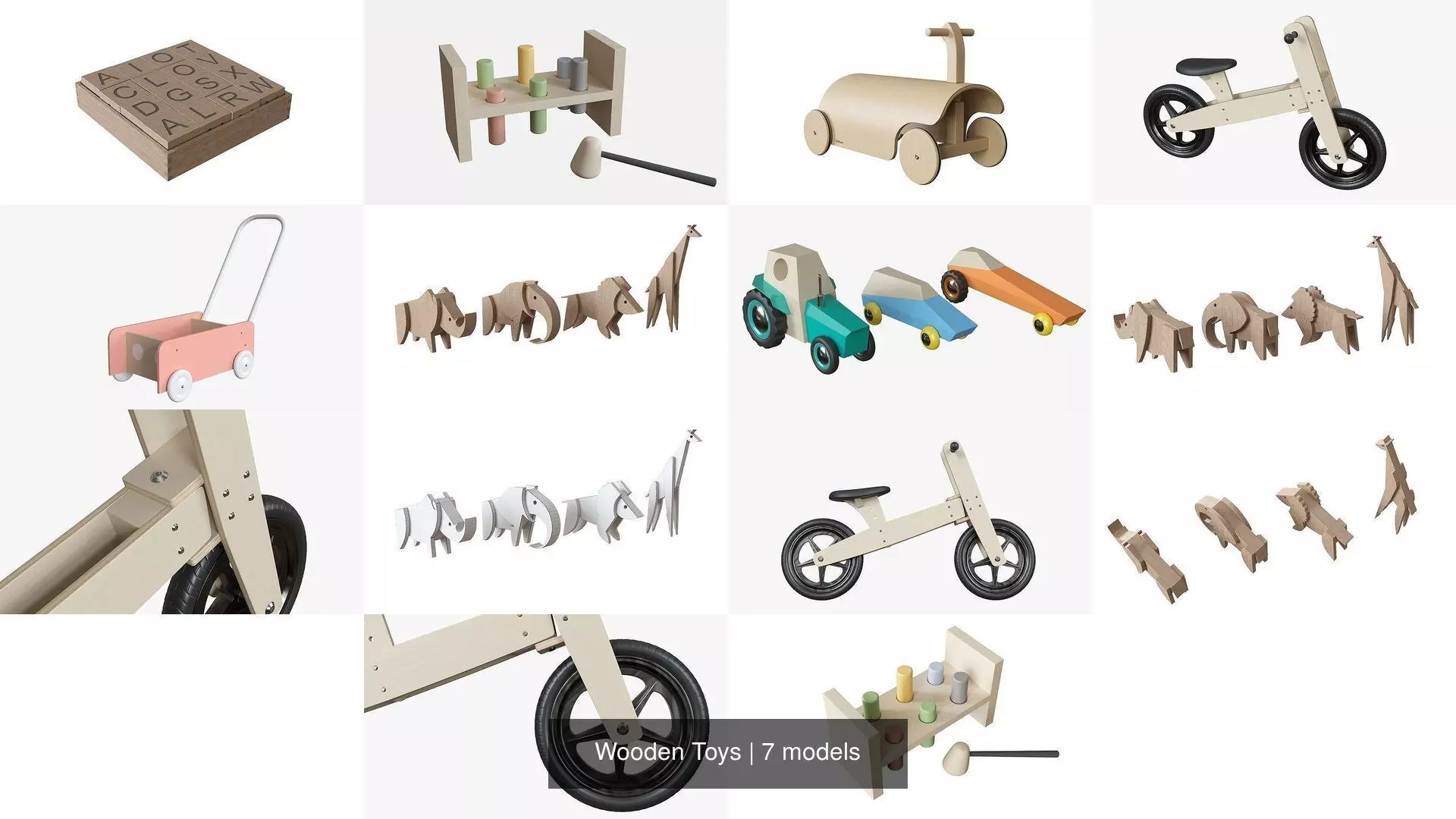 Wooden Toys 3D Model Collection_1