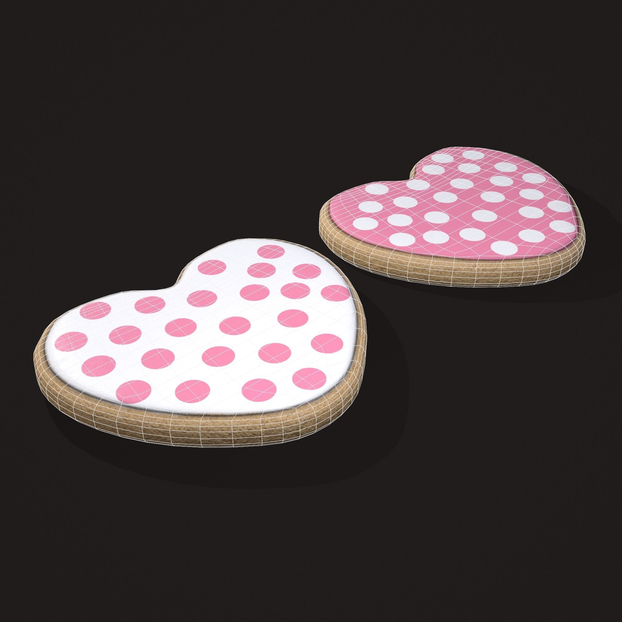 Pink Spotted Heart Cookies Low-poly 3D model_18