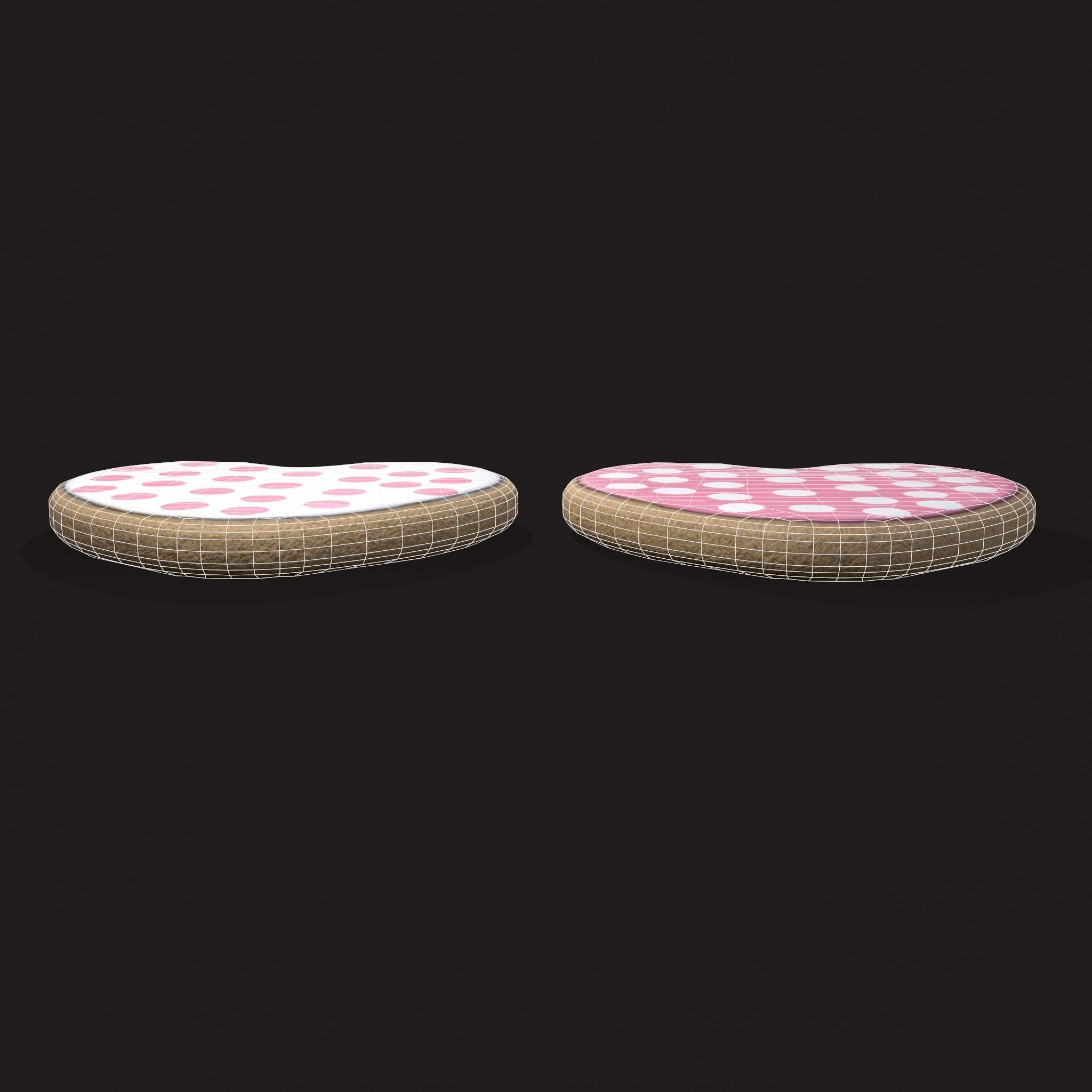 Pink Spotted Heart Cookies Low-poly 3D model_12