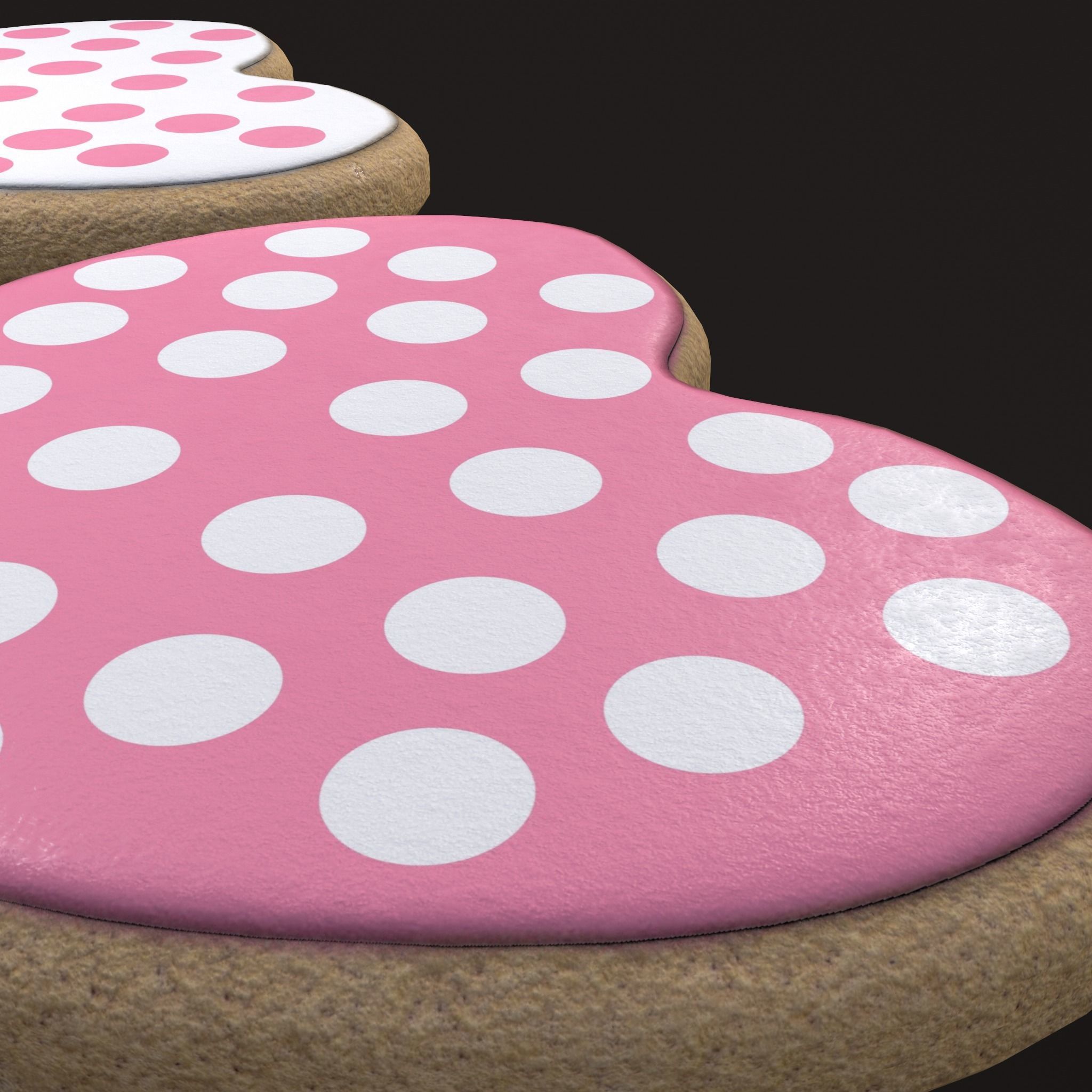 Pink Spotted Heart Cookies Low-poly 3D model_13