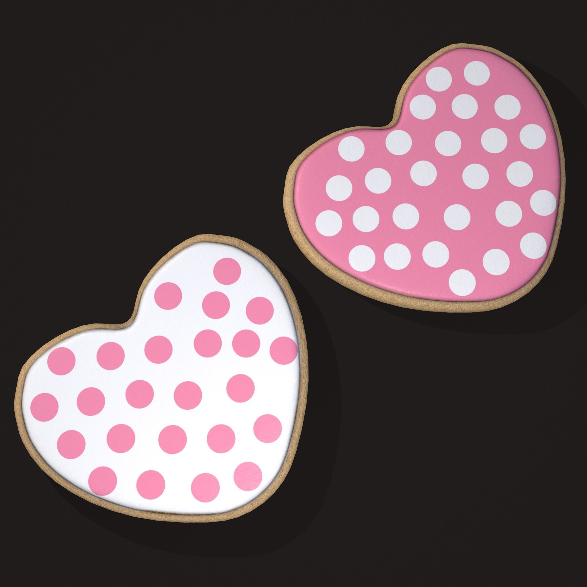Pink Spotted Heart Cookies Low-poly 3D model_19
